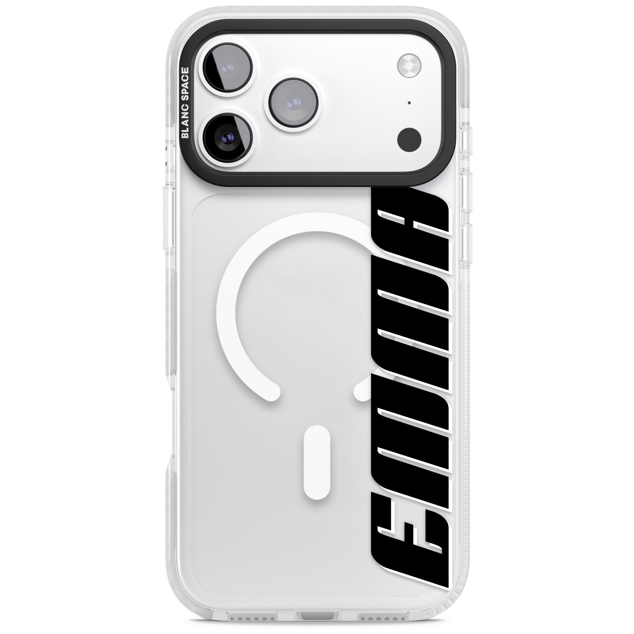 Personalised Vertical Bold Name iPhone 17 Pro Impact Pro Clear Phone Case