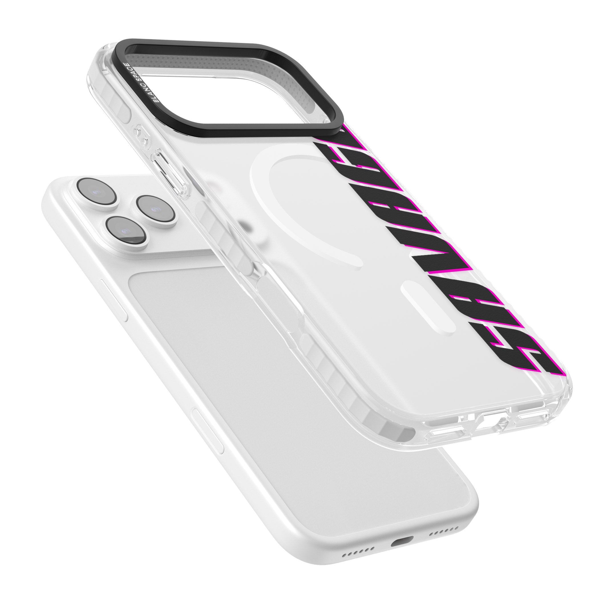 Personalised Cool Vertical Name iPhone 17 Pro Impact Pro Clear Phone Case Colours