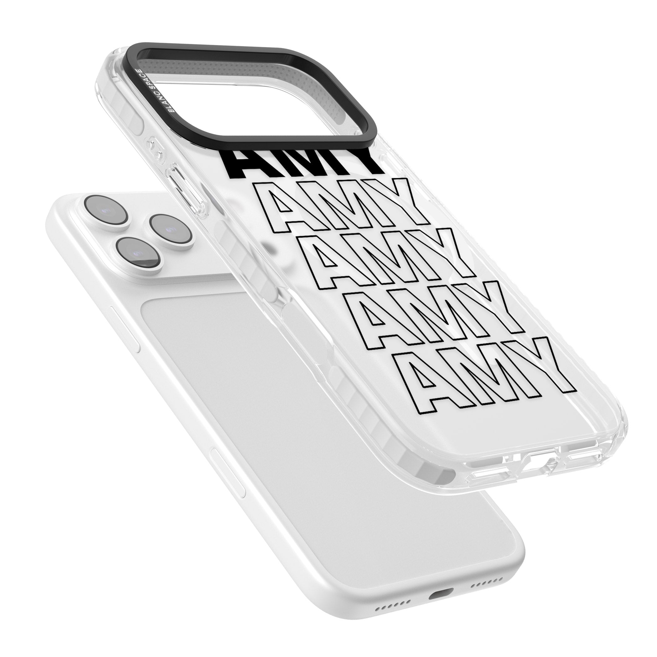 Personalised Bold Name Repetition iPhone 17 Pro Impact Pro Clear Phone Case Colours