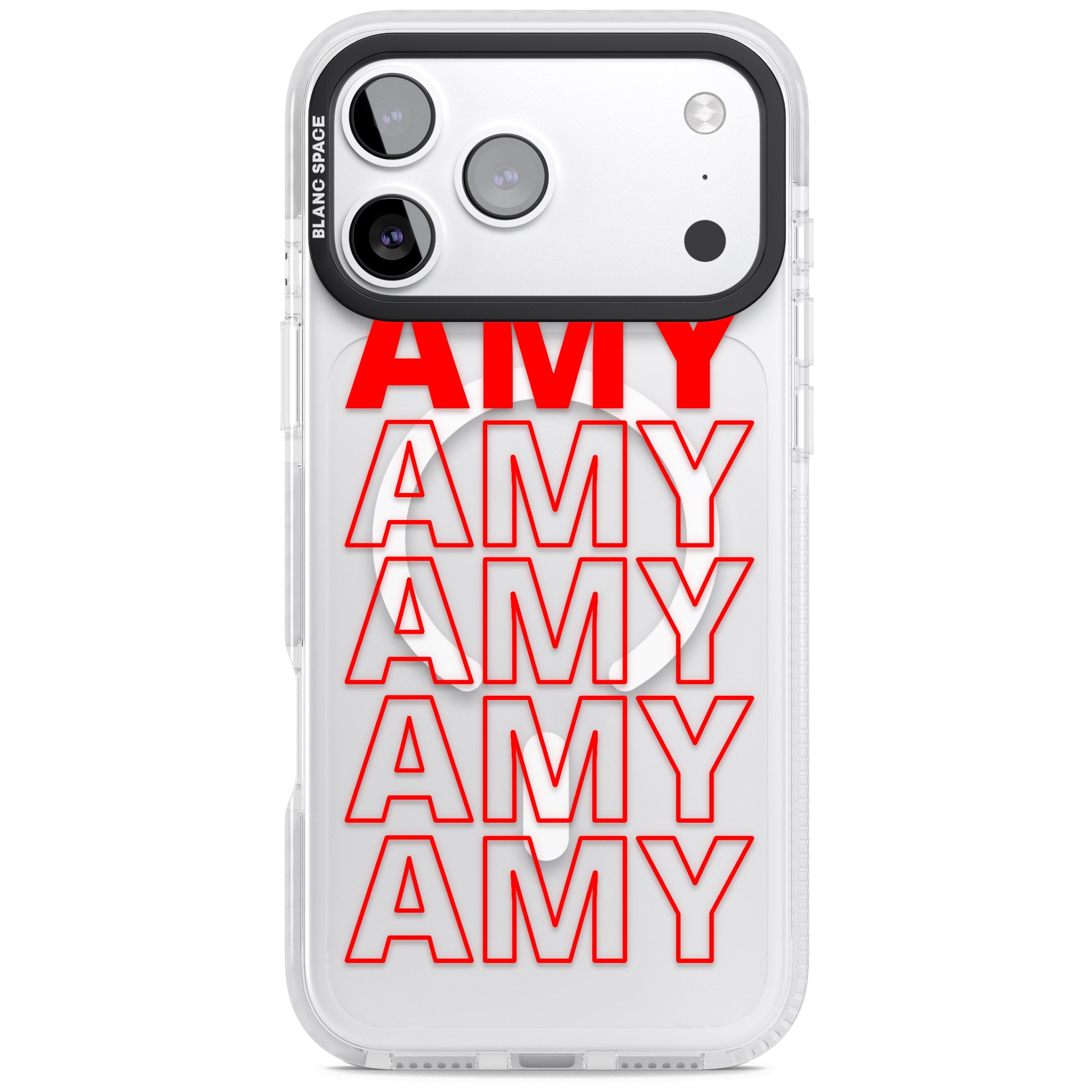 Personalised Bold Name Repeat iPhone 17 Pro Impact Pro Clear Phone Case