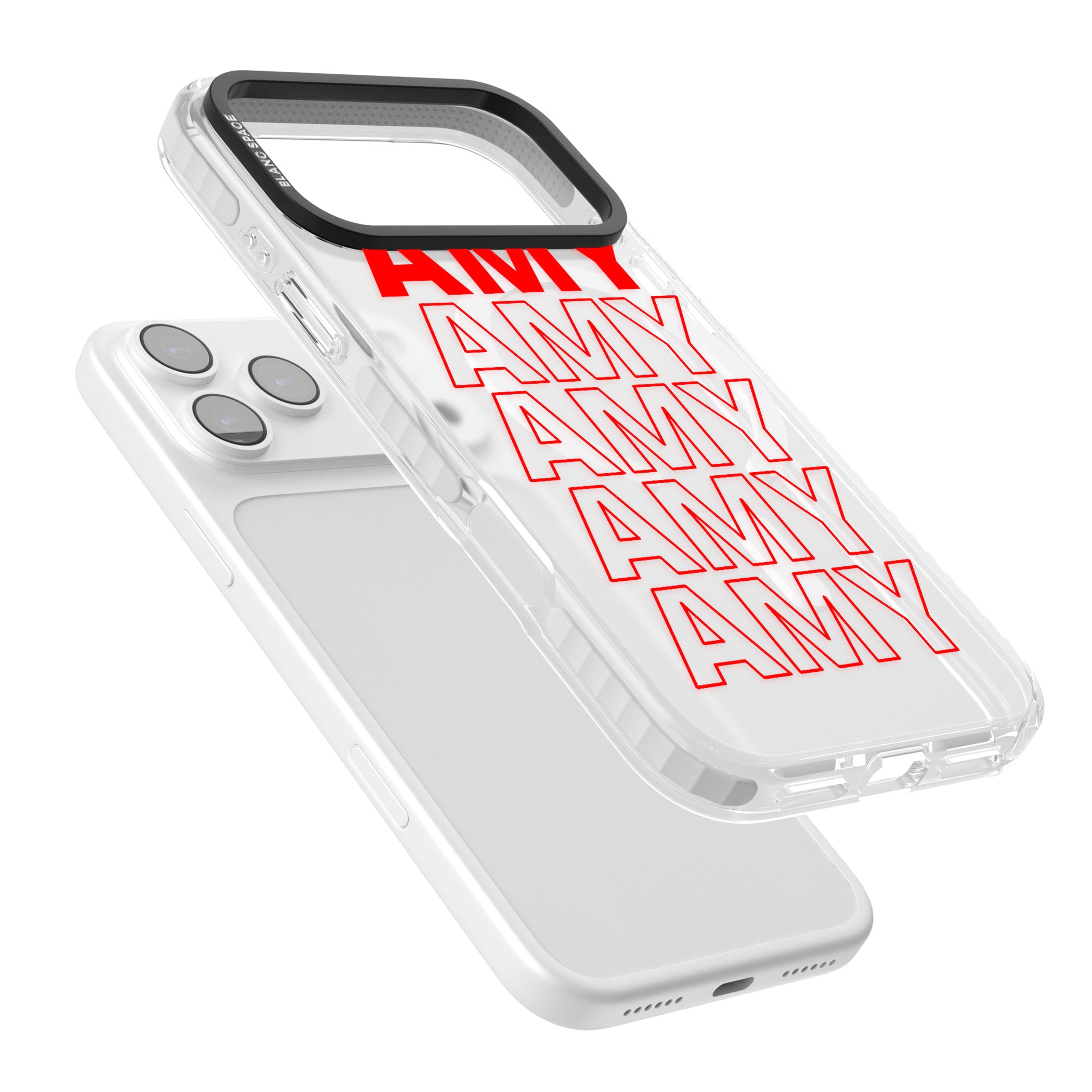 Personalised Bold Name Repeat iPhone 17 Pro Max Impact Pro Clear Phone Case Colours