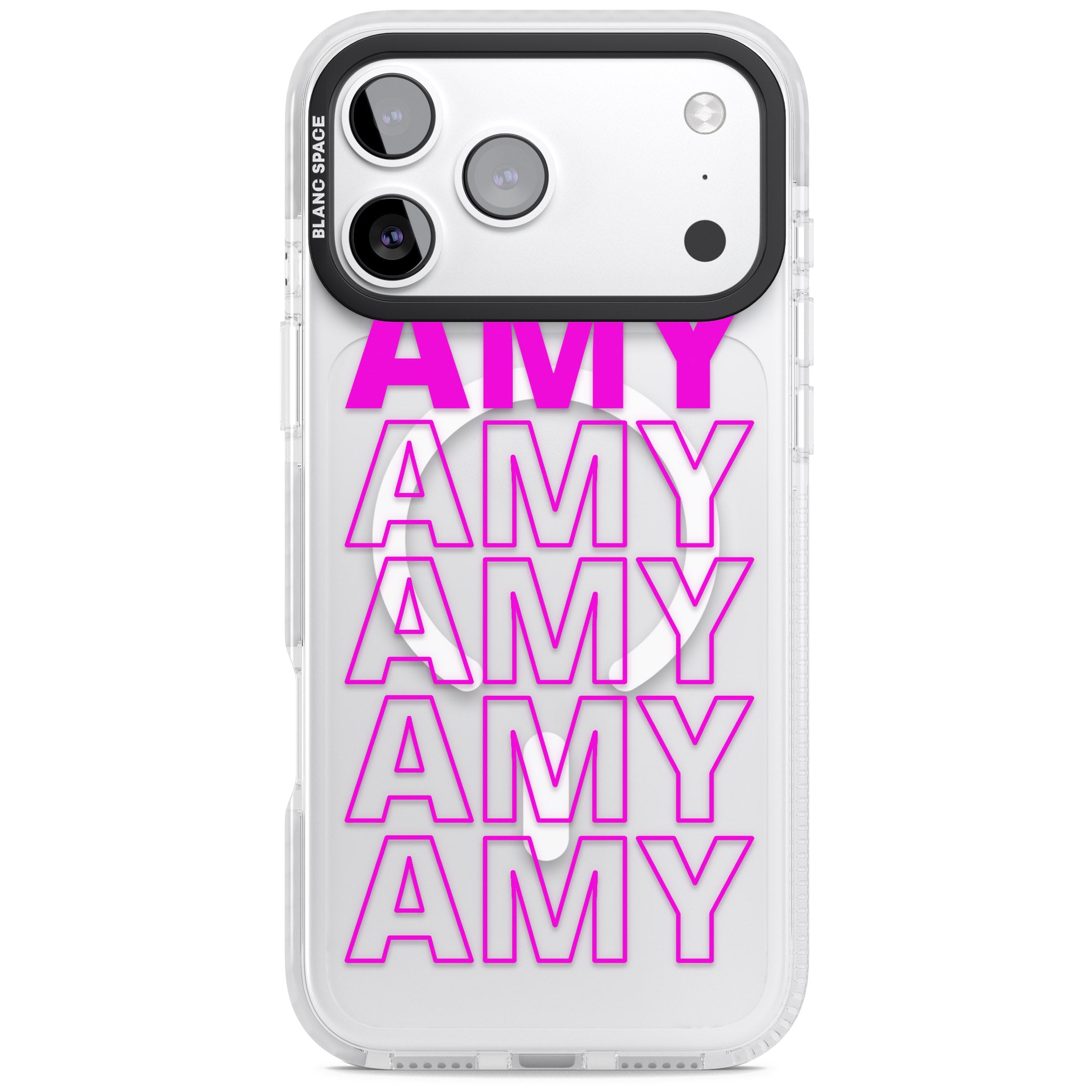 Personalised Bold Repeated Name iPhone 17 Pro Impact Pro Clear Phone Case