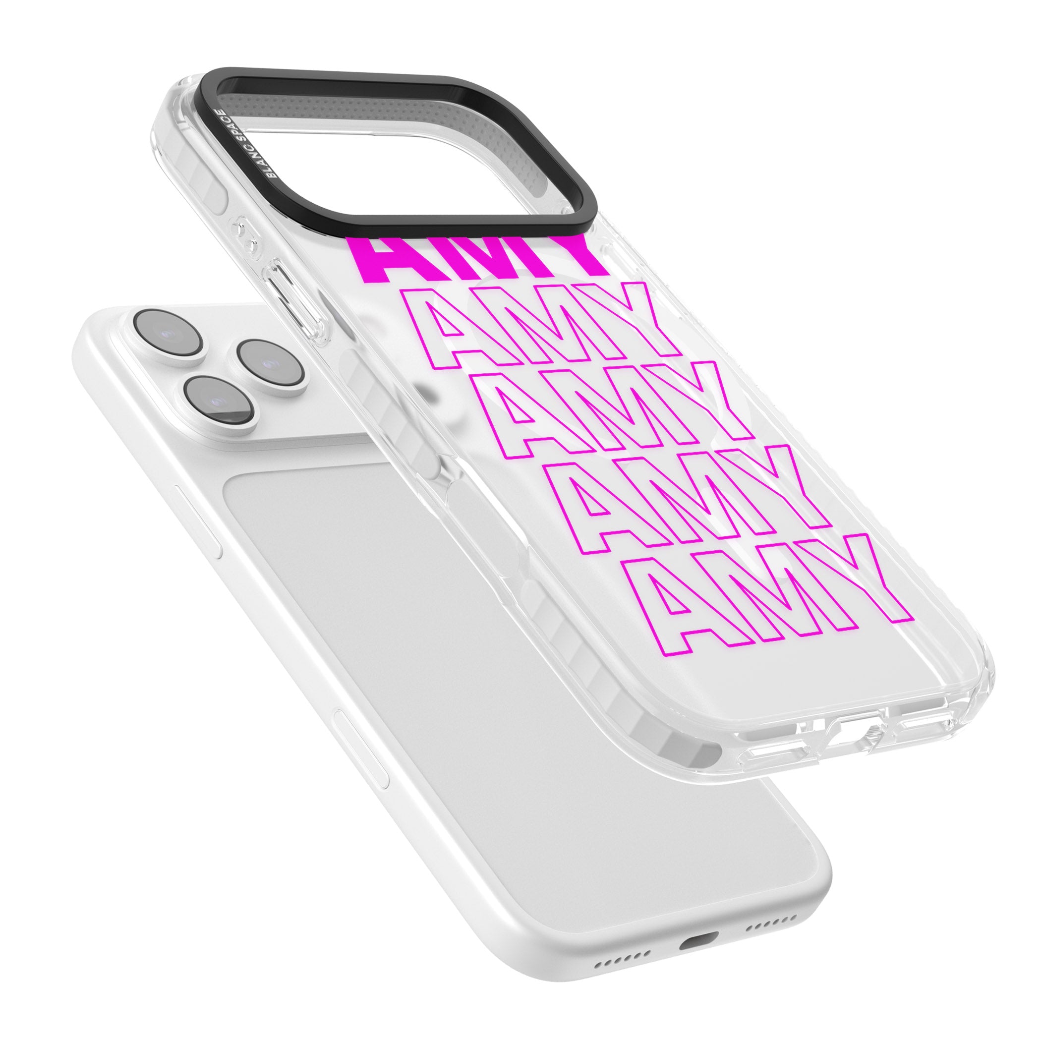 Personalised Bold Repeated Name iPhone 17 Pro Impact Pro Clear Phone Case Colours