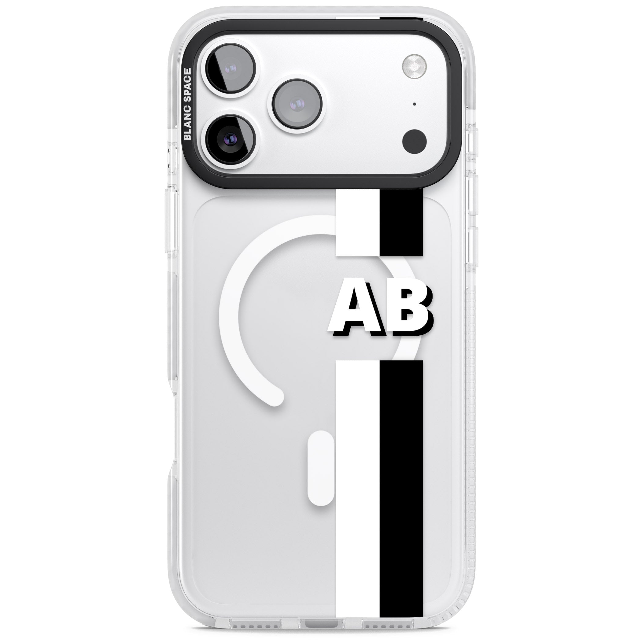 Personalised Bold Two Stripe Name iPhone 17 Pro Impact Pro Clear Phone Case