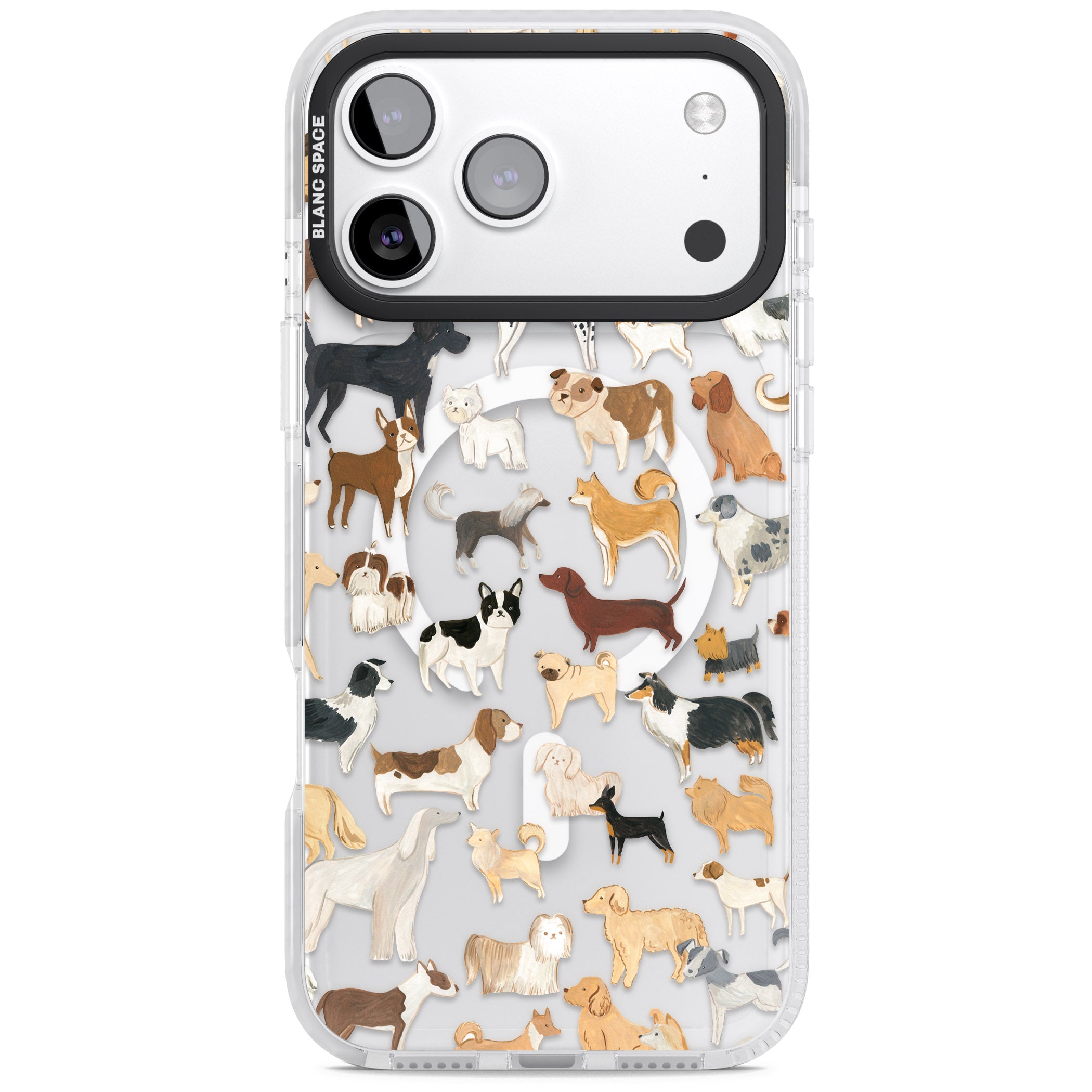Hand Painted Dogs iPhone 17 Pro Max Impact Pro Clear Phone Case