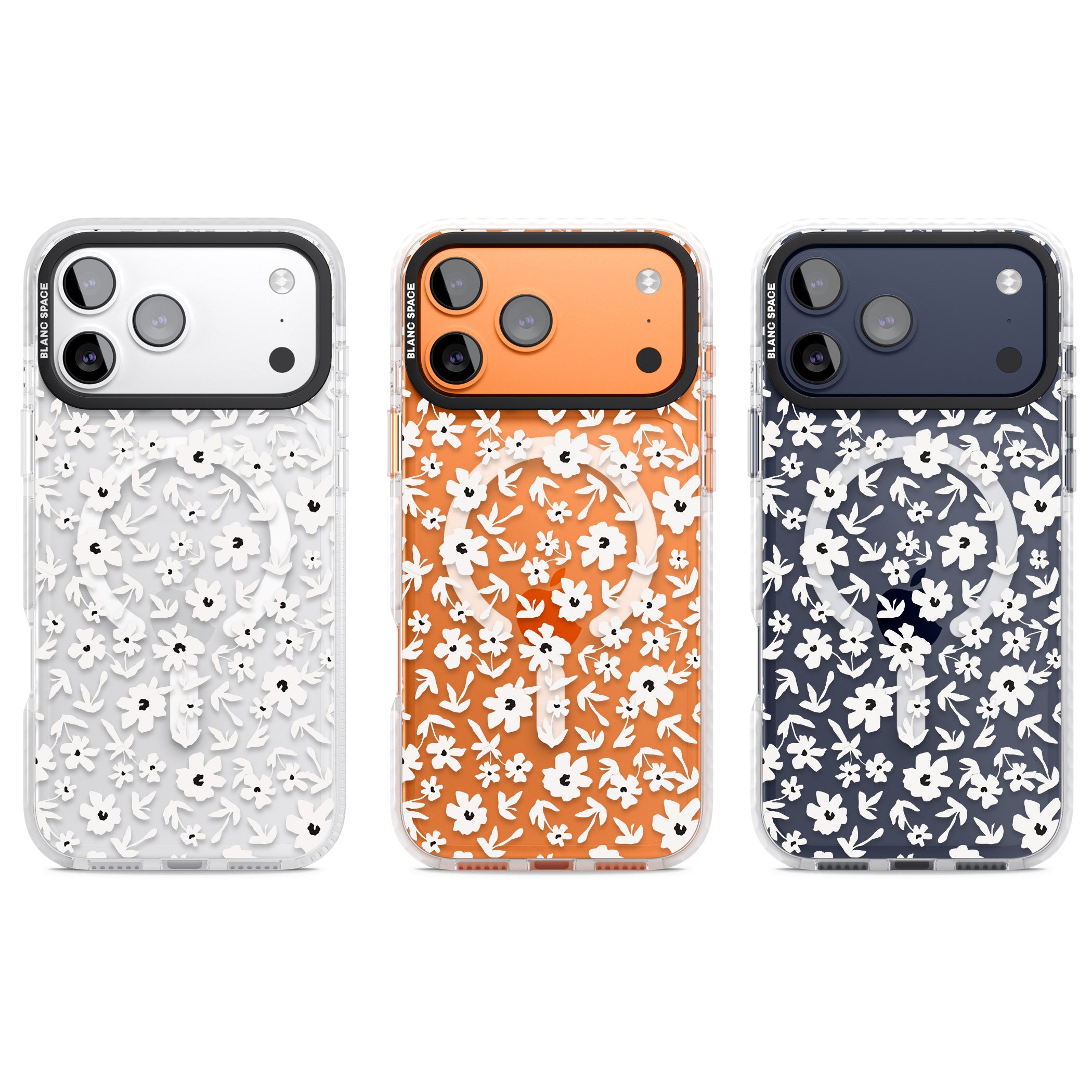 Monochrome Floral iPhone 17 Pro Impact Pro Clear Phone Case APT Impact Protection