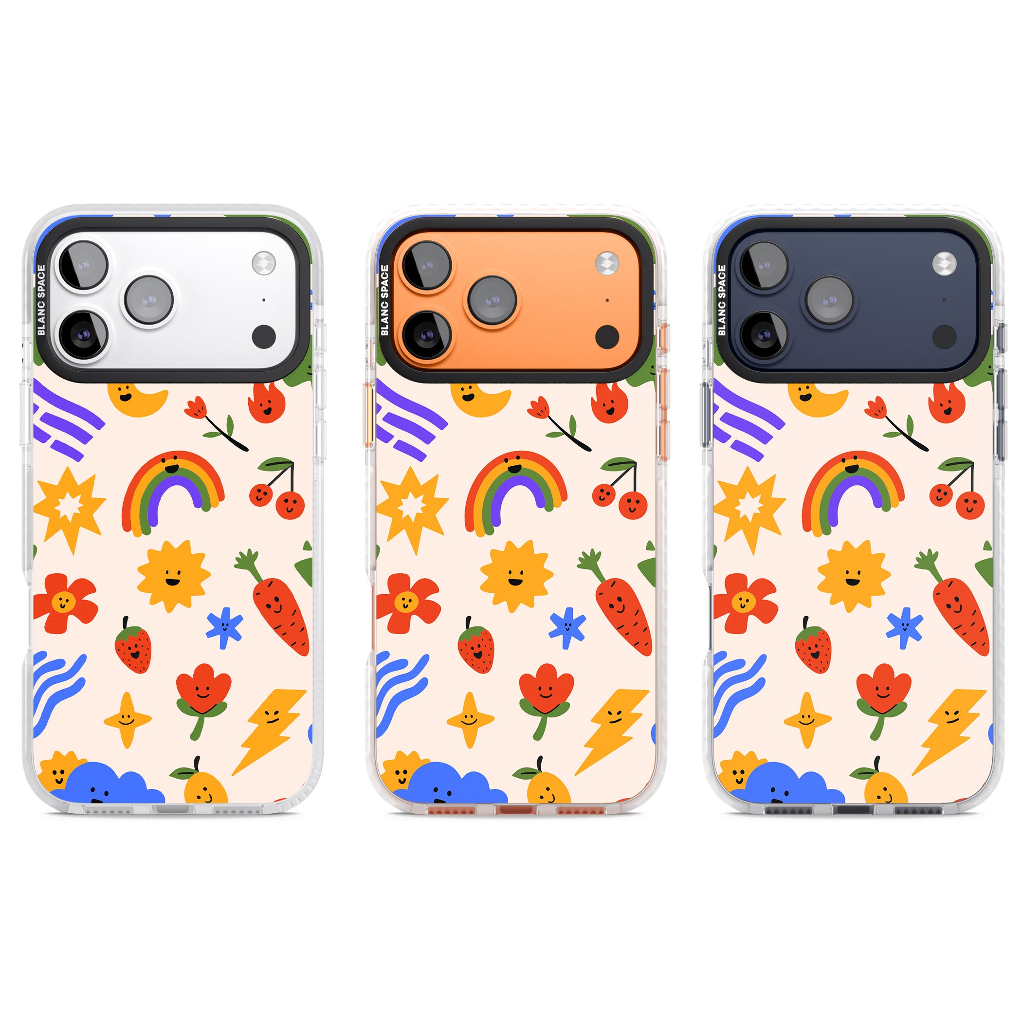 Playful Kawaii Icons iPhone 17 Pro Impact Pro Clear Phone Case APT Impact Protection