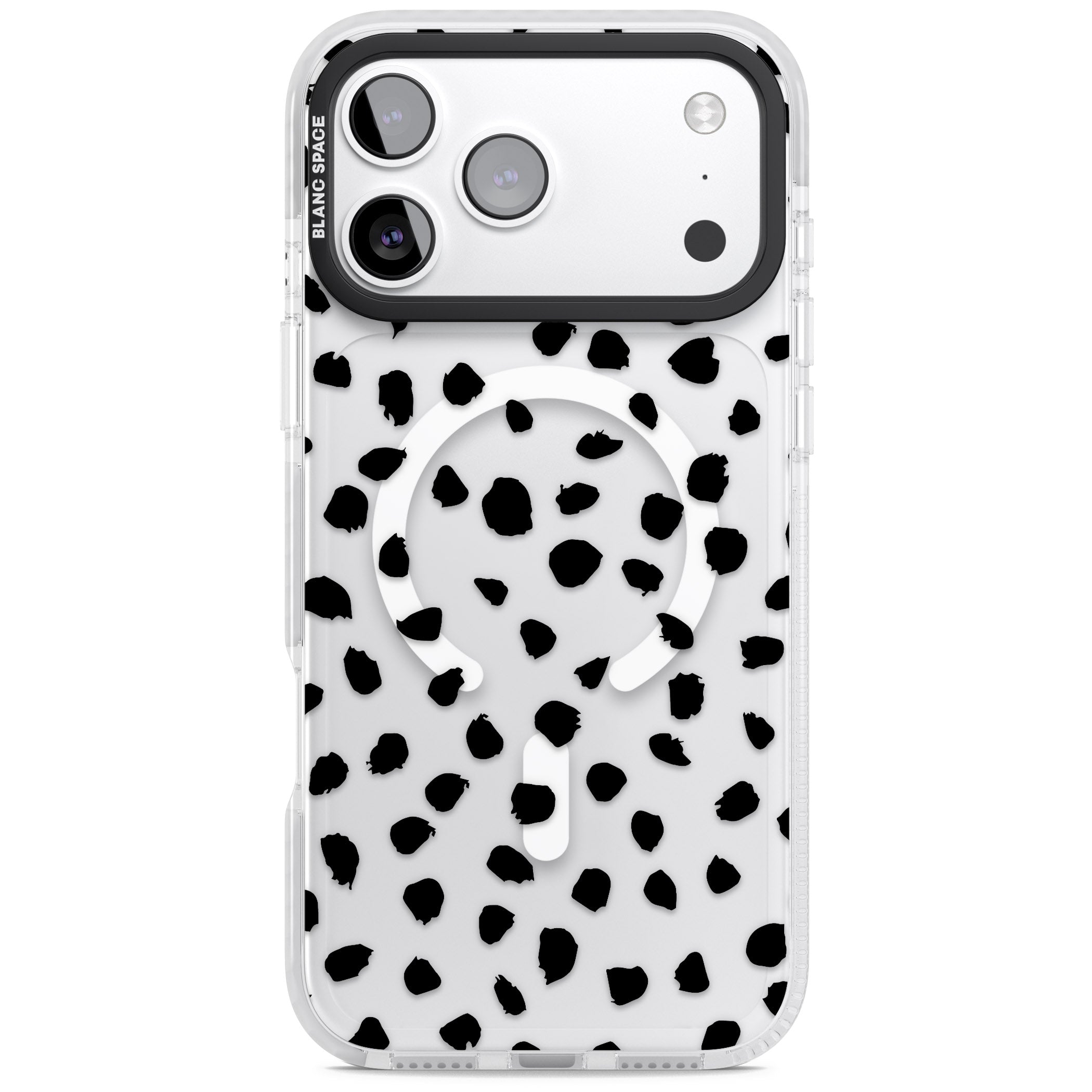 Black Dalmatian Polka Dot iPhone 17 Pro Max Impact Pro Clear Phone Case