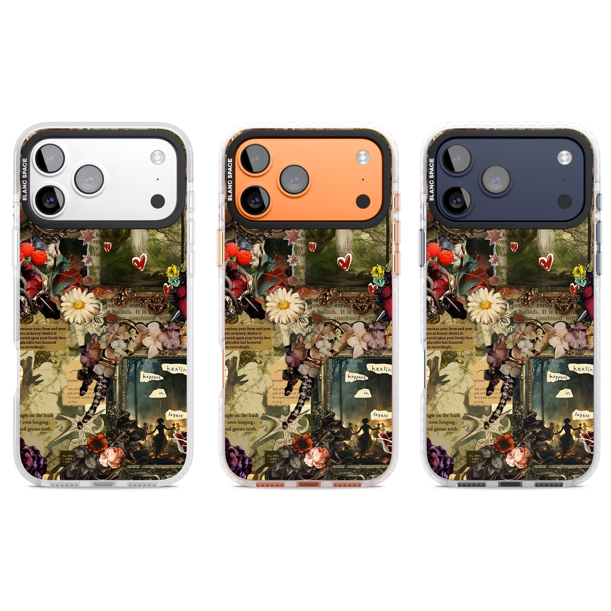 Textbook Romance Collage iPhone 17 Pro Impact Pro Clear Phone Case APT Impact Protection