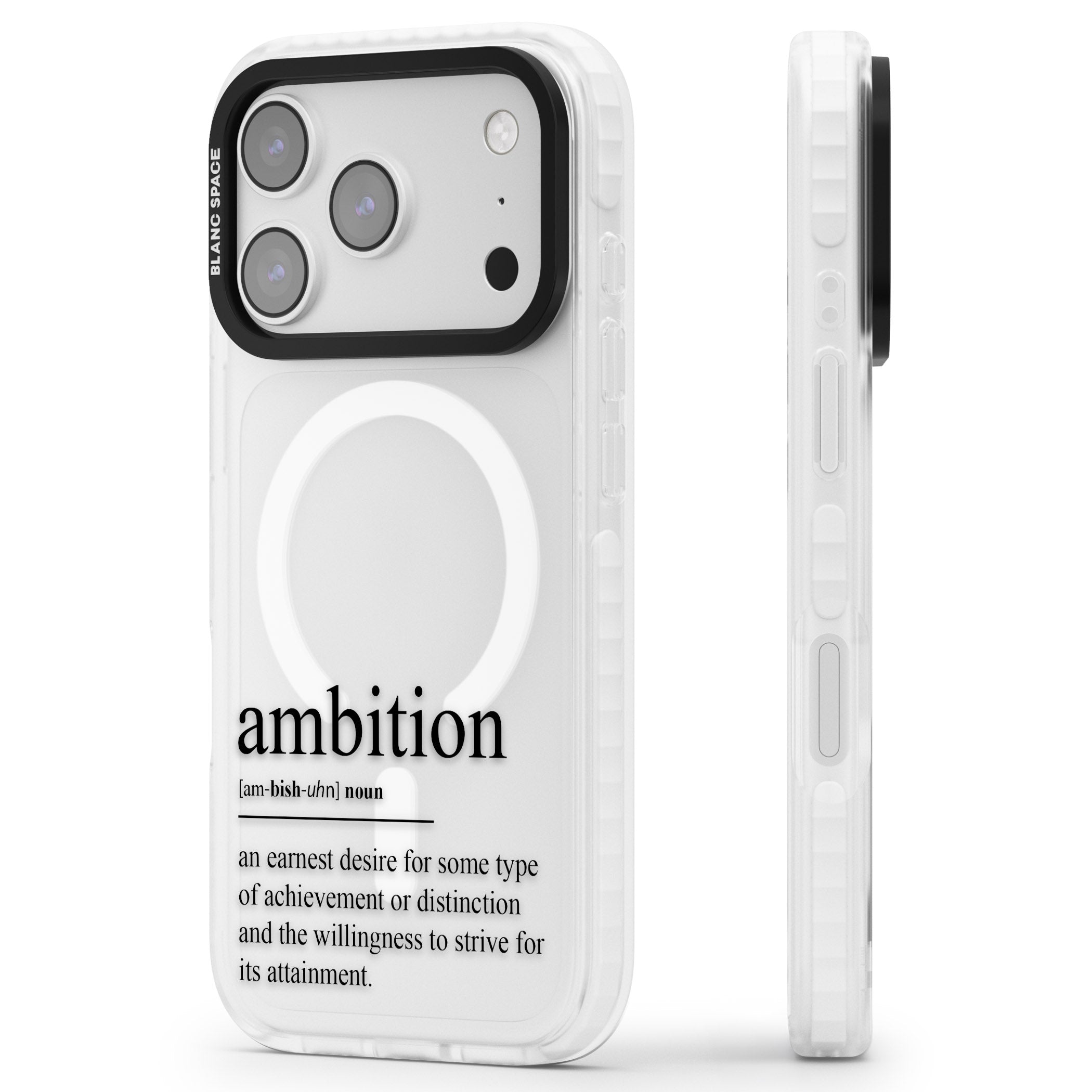Ambition iPhone 17 Pro Impact Pro Clear Phone Case Side Profile