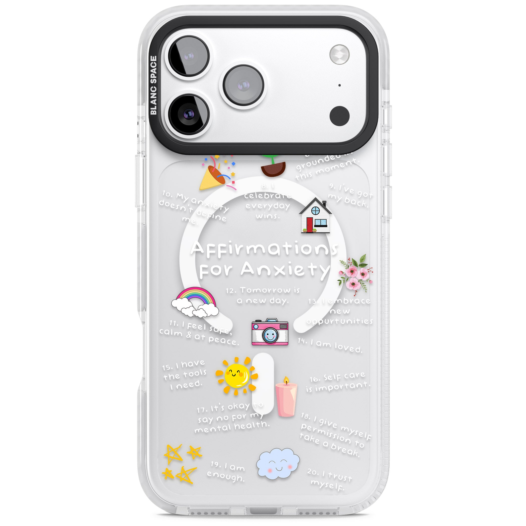 Anxiety White Text iPhone 17 Pro Impact Pro Clear Phone Case