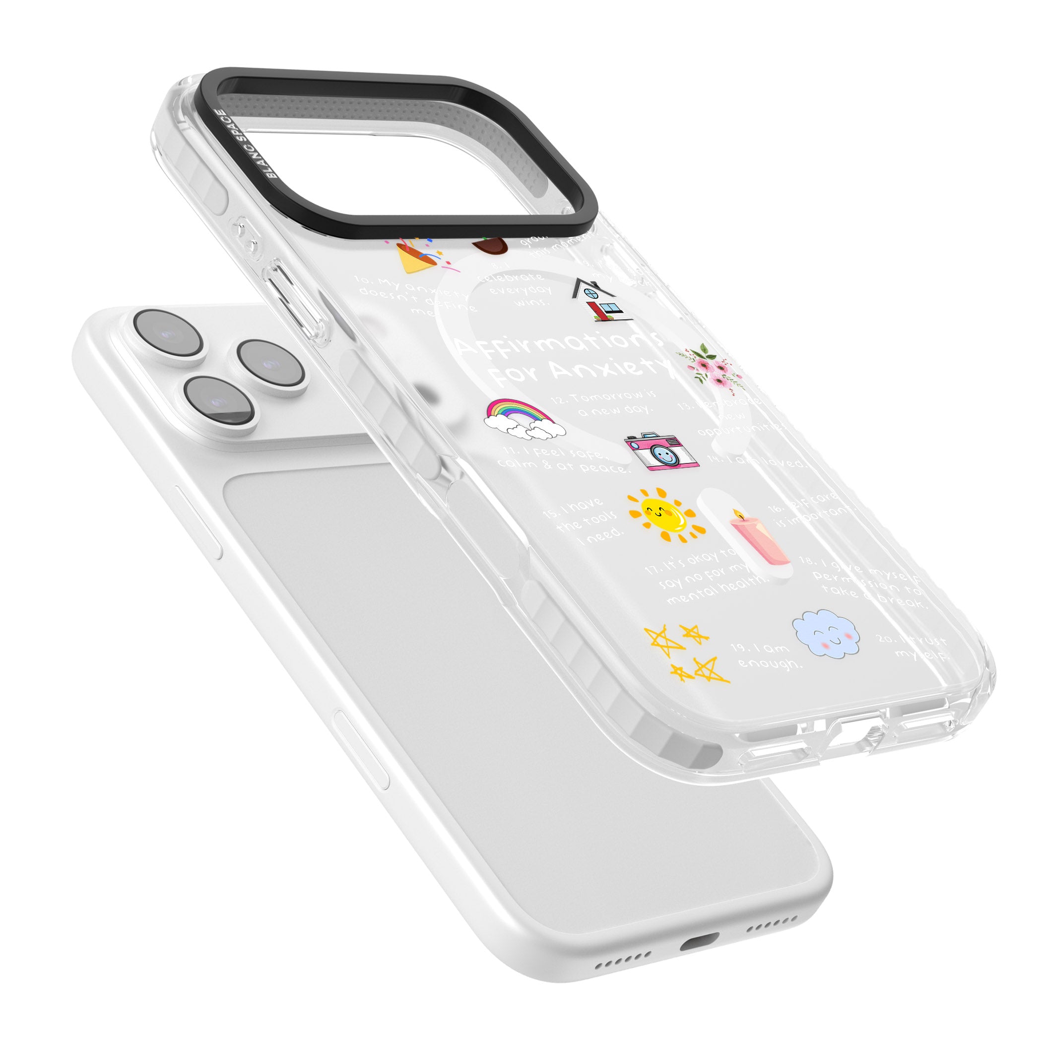 Anxiety White Text iPhone 17 Pro Impact Pro Clear Phone Case Colours