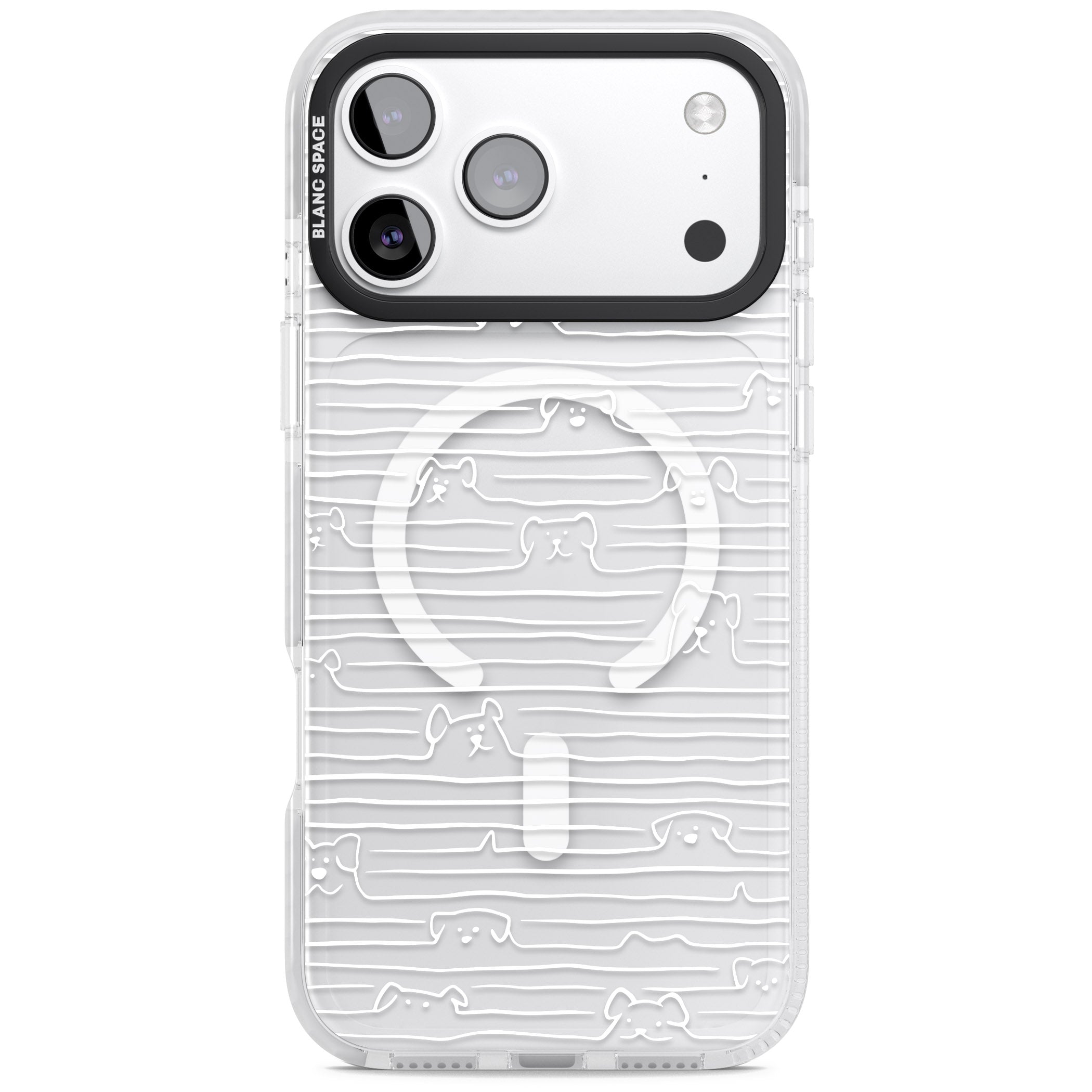 Dog Line Art White iPhone 17 Pro Max Impact Pro Clear Phone Case