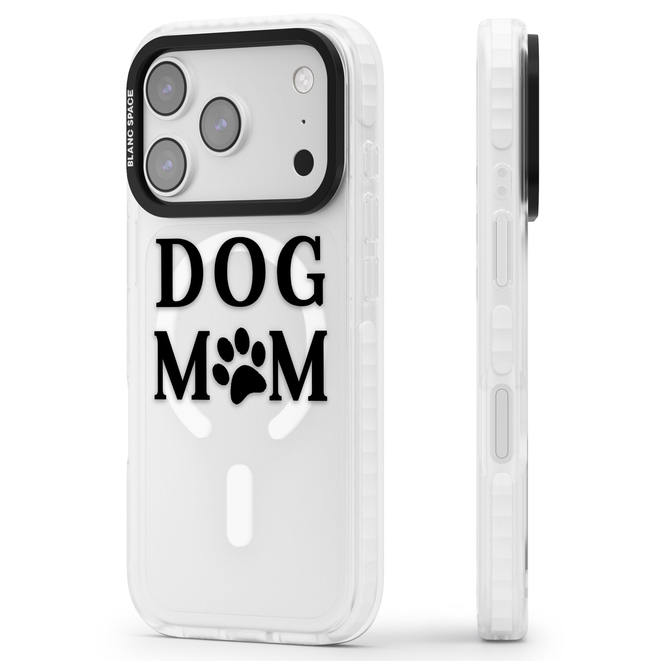 Dog Mom iPhone 17 Pro Impact Pro Clear Phone Case Side Profile