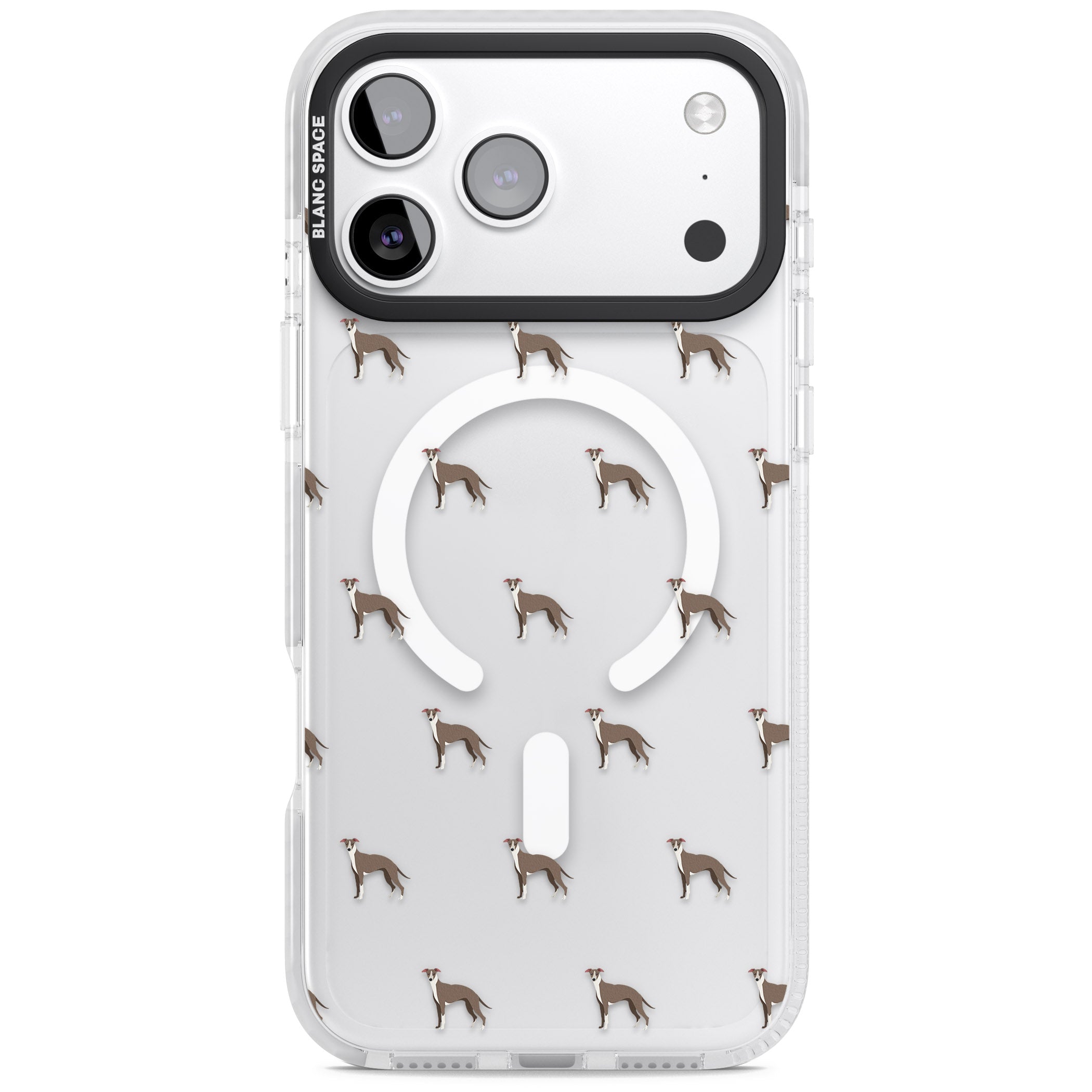Whippet Dog Pattern Clear iPhone 17 Pro Max Impact Pro Clear Phone Case