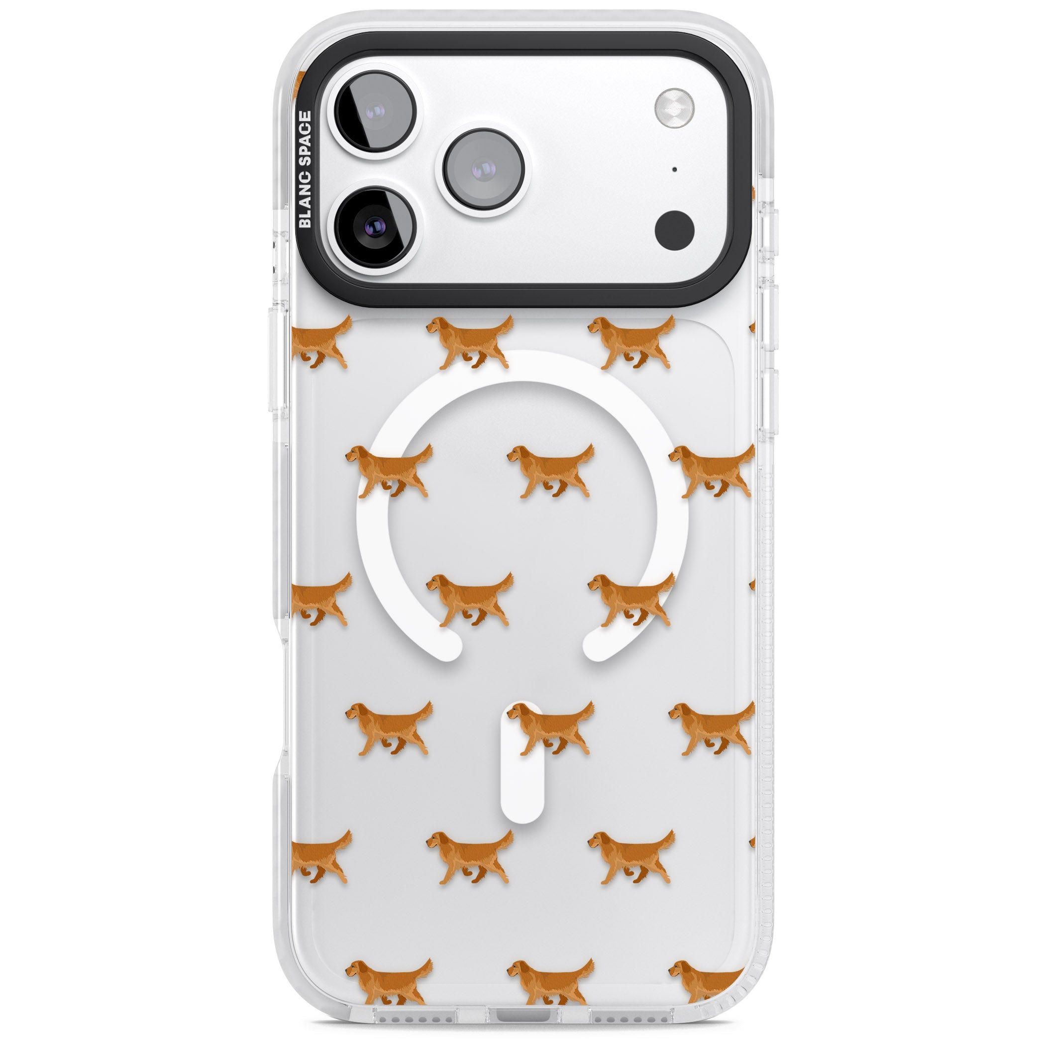 Golden Retriever Dog Pattern Clear iPhone 17 Pro Impact Pro Clear Phone Case
