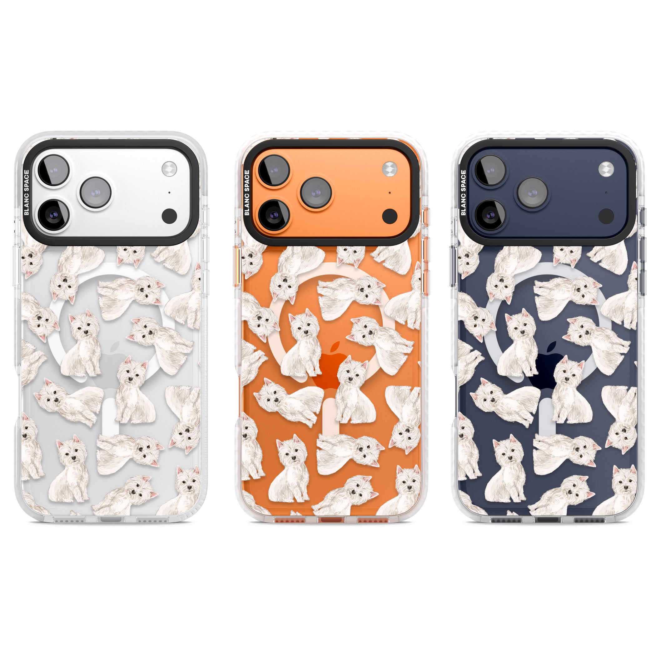 Westie Dog Pattern iPhone 17 Pro Impact Pro Clear Phone Case APT Impact Protection