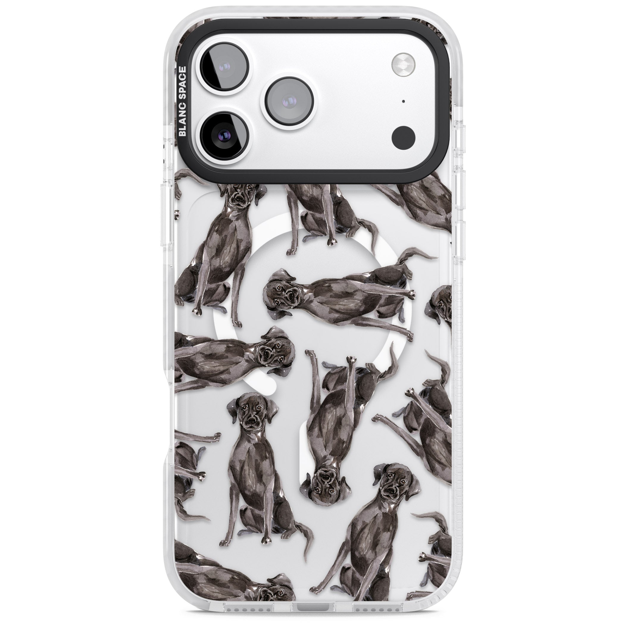 Black Labrador Watercolor Pattern iPhone 17 Pro Max Impact Pro Clear Phone Case