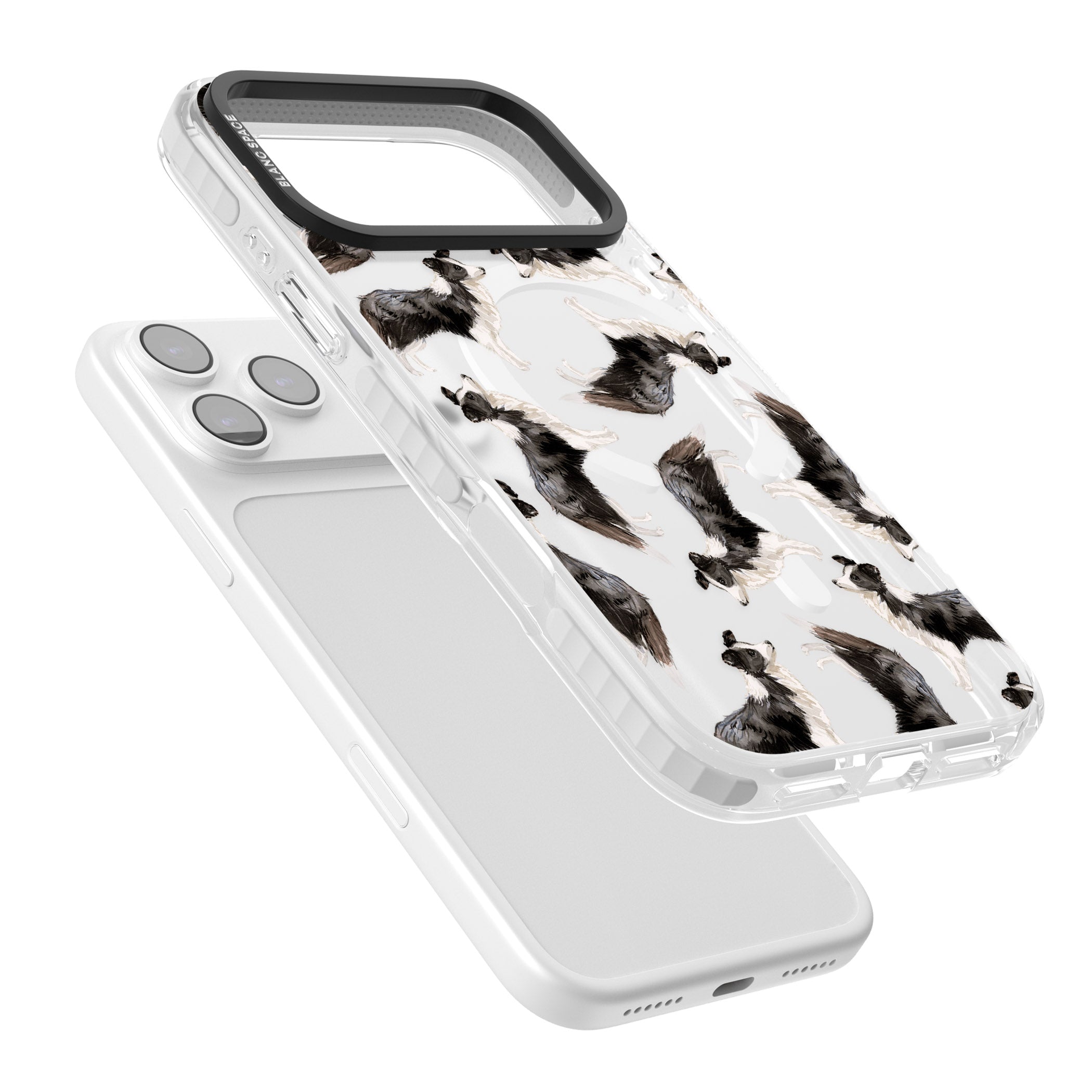 Border Collie Pattern Watercolour iPhone 17 Pro Impact Pro Clear Phone Case Colours