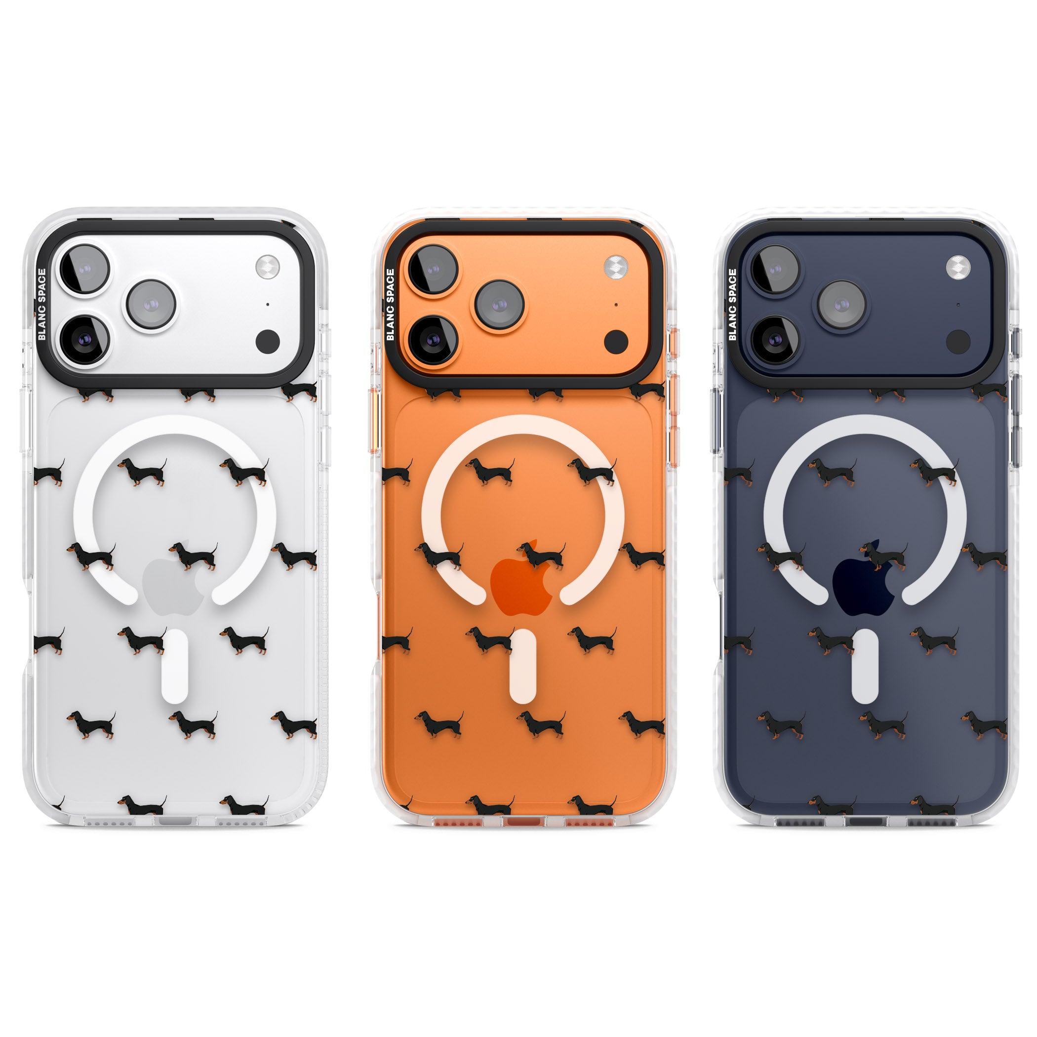 Dachshund Pattern Clear iPhone 17 Pro Impact Pro Clear Phone Case APT Impact Protection