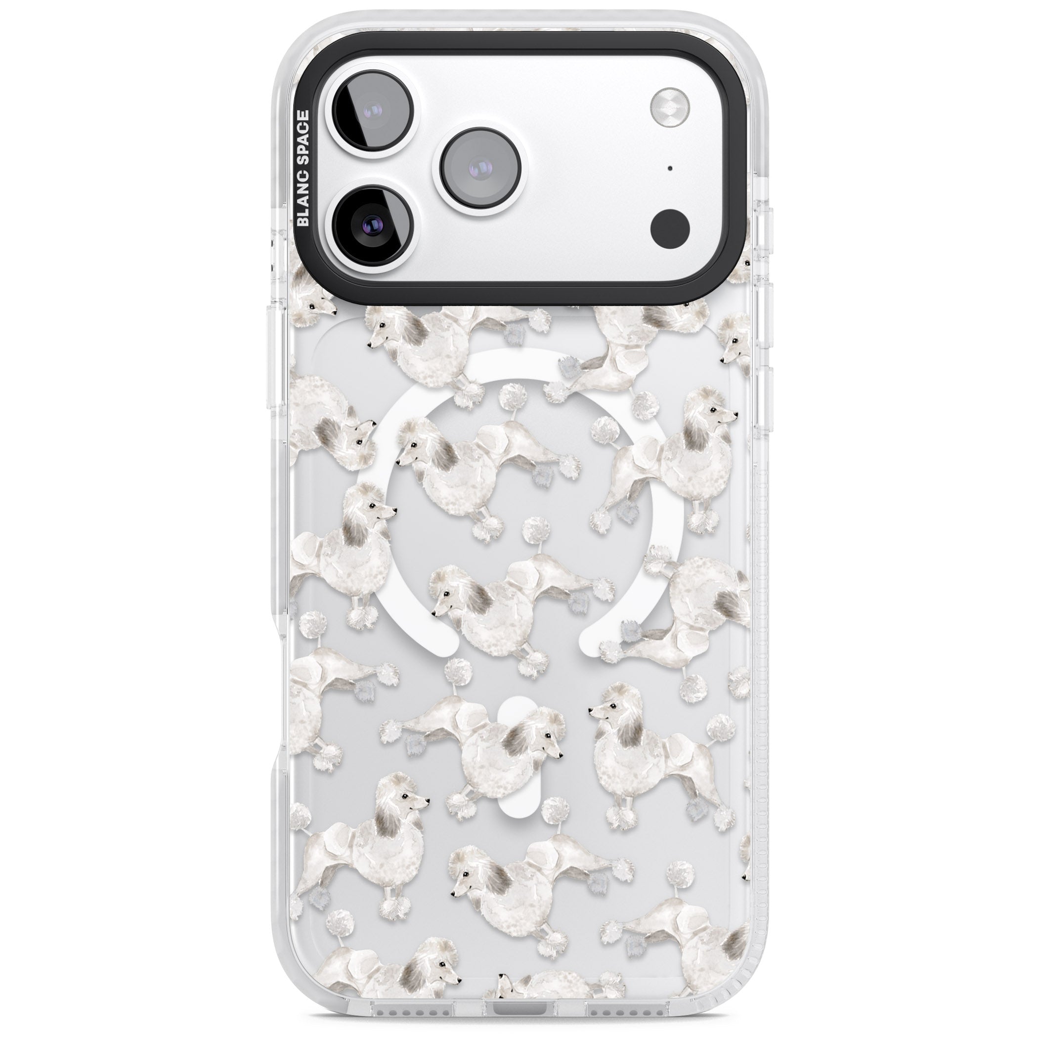Poodle Watercolor Pattern iPhone 17 Pro Impact Pro Clear Phone Case