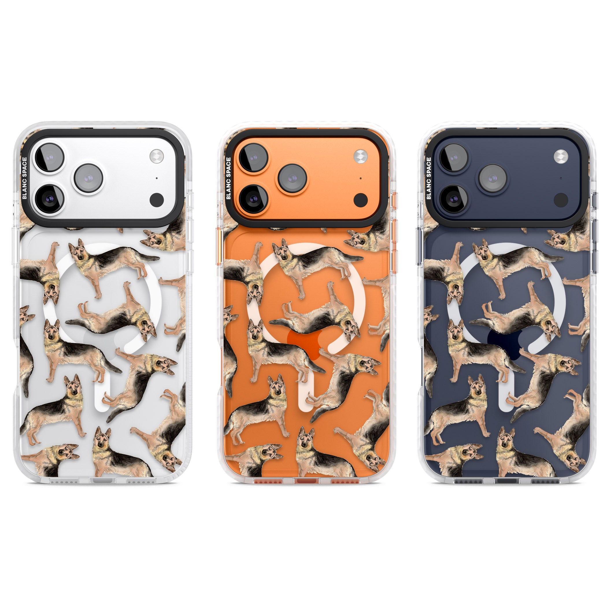 German Shepherd Pattern Classic iPhone 17 Pro Impact Pro Clear Phone Case APT Impact Protection
