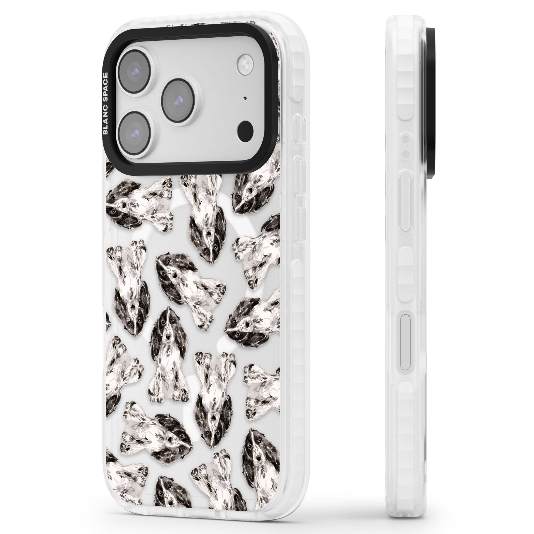 Cocker Spaniel Watercolor Elegance iPhone 17 Pro Impact Pro Clear Phone Case Side Profile