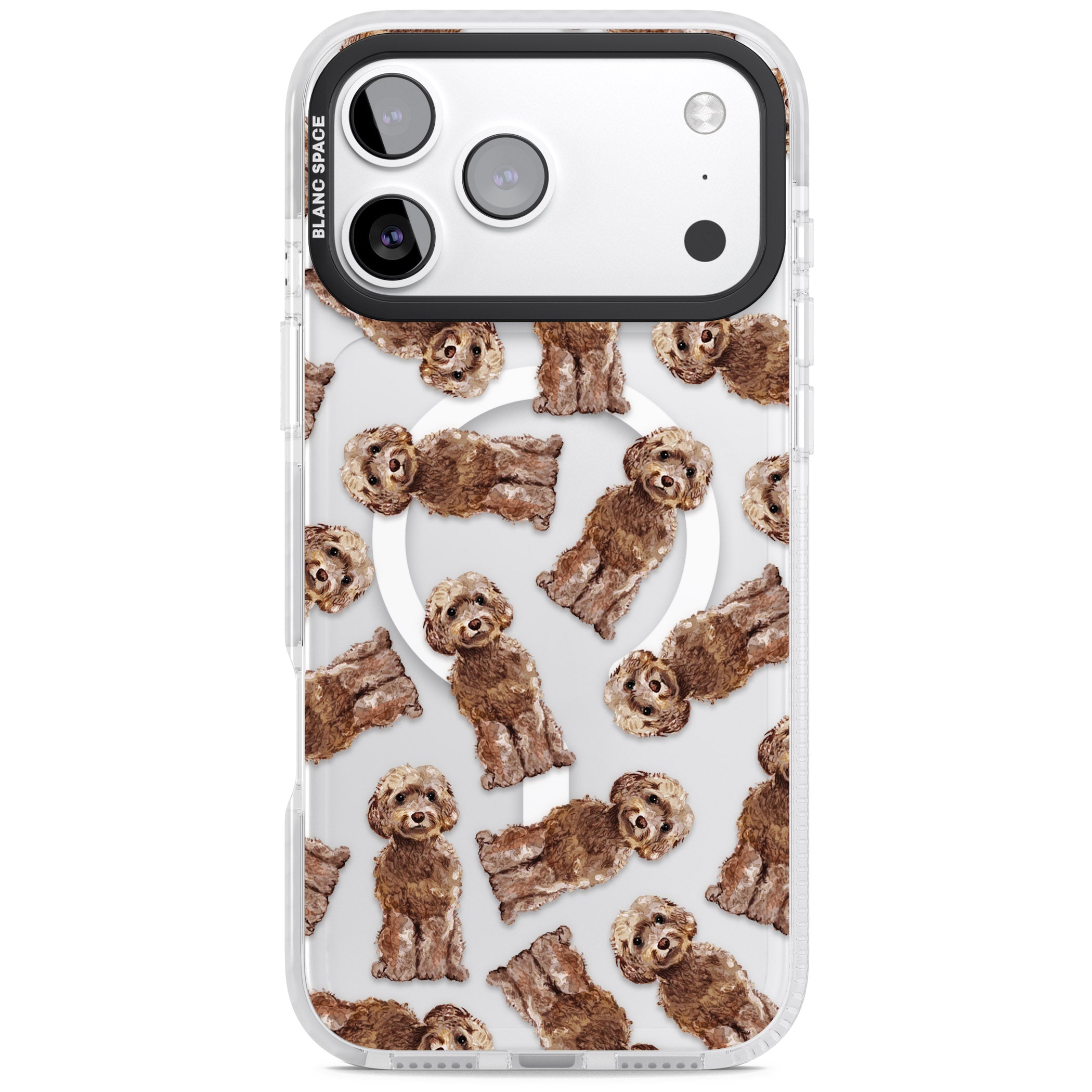 Brown Dog Pattern iPhone 17 Pro Impact Pro Clear Phone Case