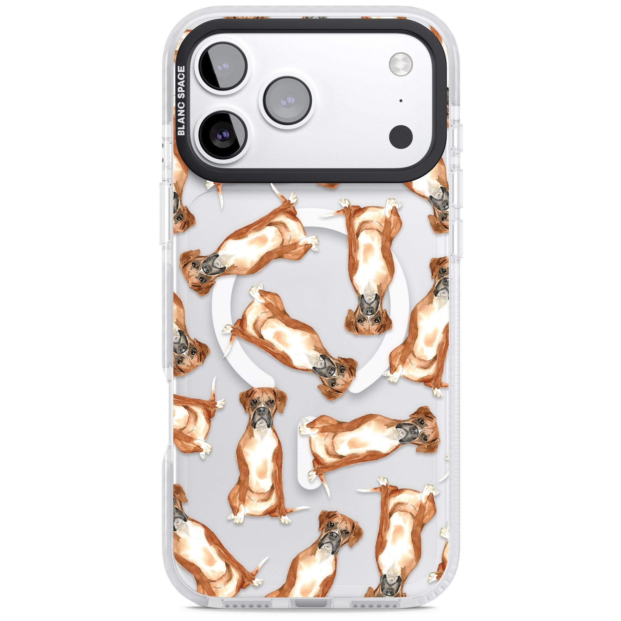Boxer Watercolor Dog Pattern iPhone 17 Pro Max Impact Pro Clear Phone Case