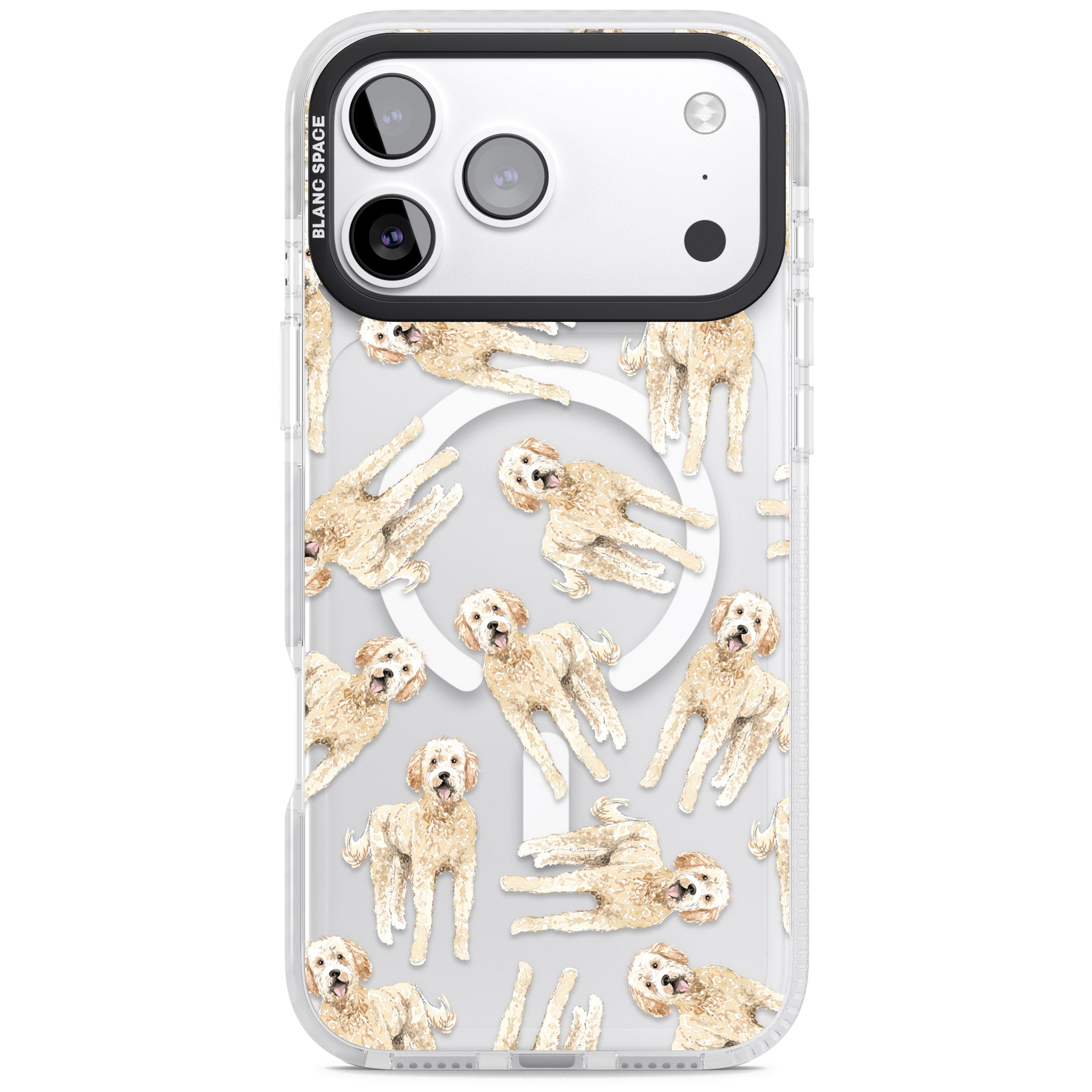 Goldendoodle Watercolour Dog Pattern iPhone 17 Pro Max Impact Pro Clear Phone Case