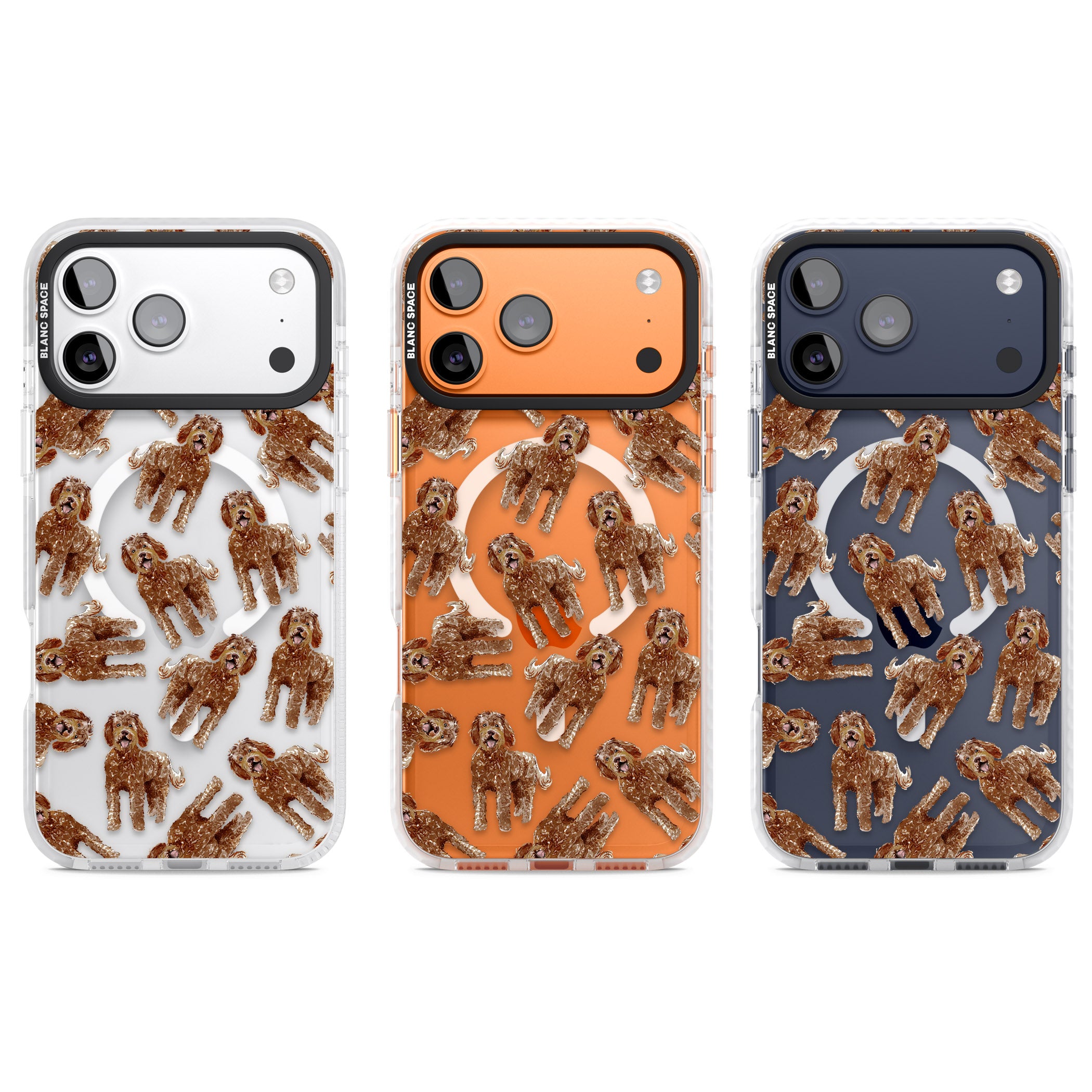 Labradoodle Brown Pattern iPhone 17 Pro Impact Pro Clear Phone Case APT Impact Protection