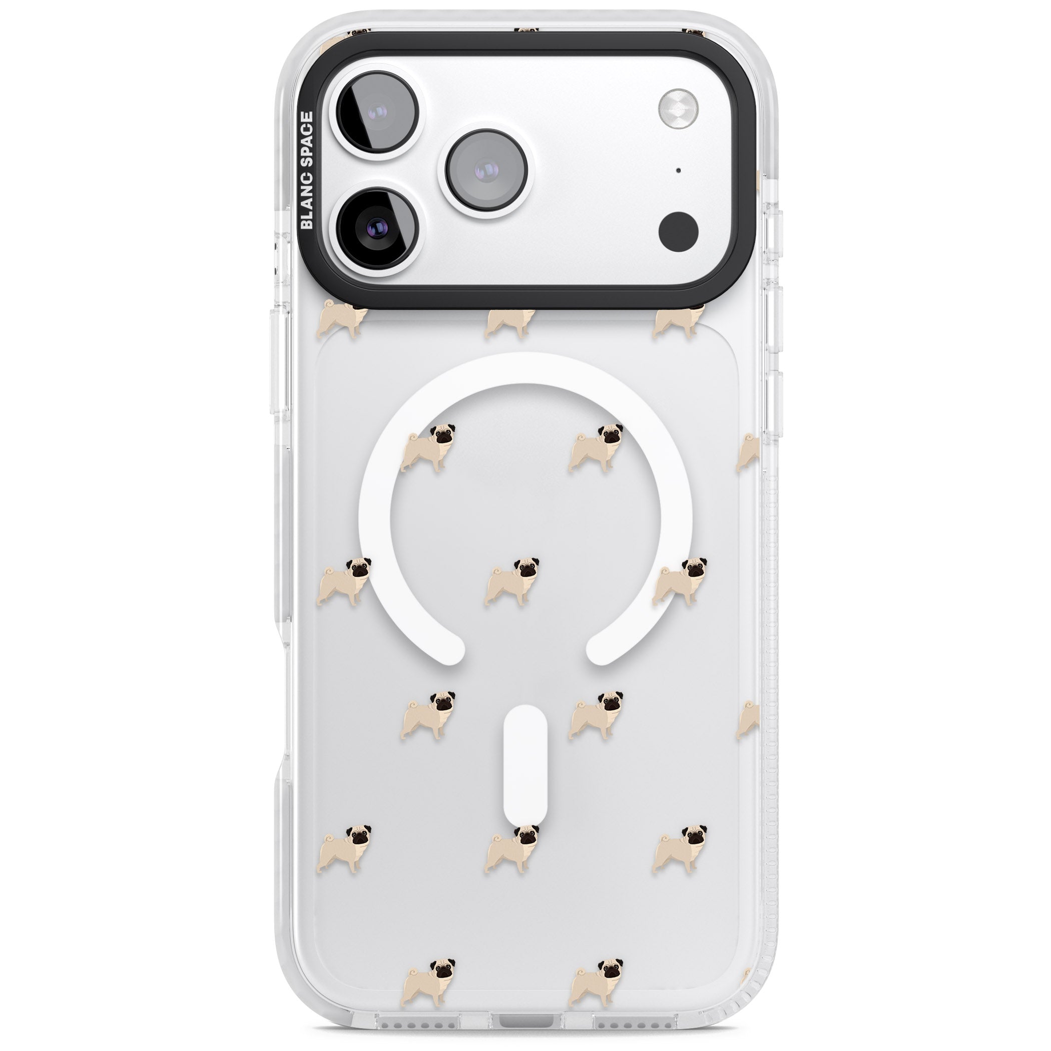 Pug Pattern iPhone 17 Pro Max Impact Pro Clear Phone Case