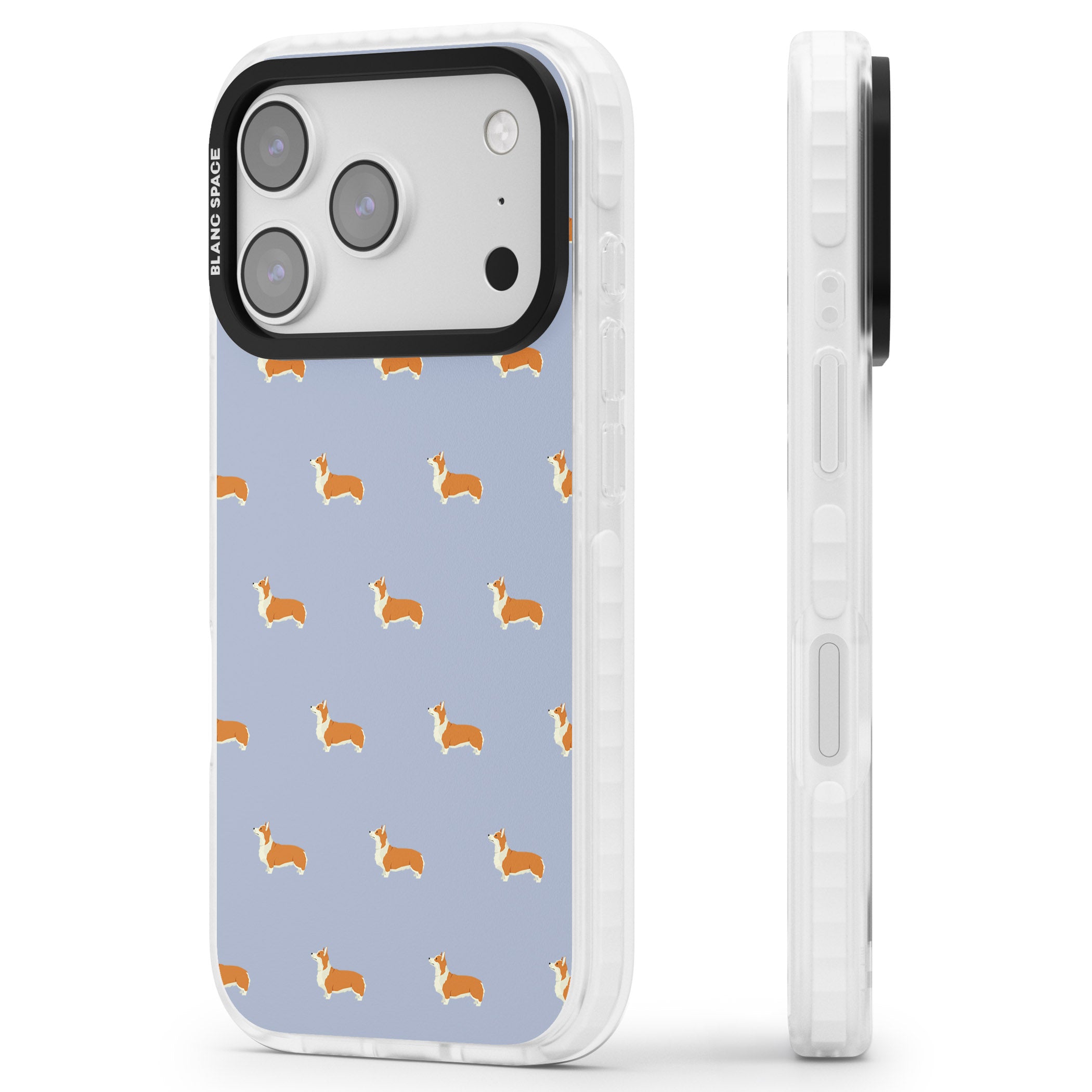 Corgi Pattern iPhone 17 Pro Impact Pro Clear Phone Case Side Profile
