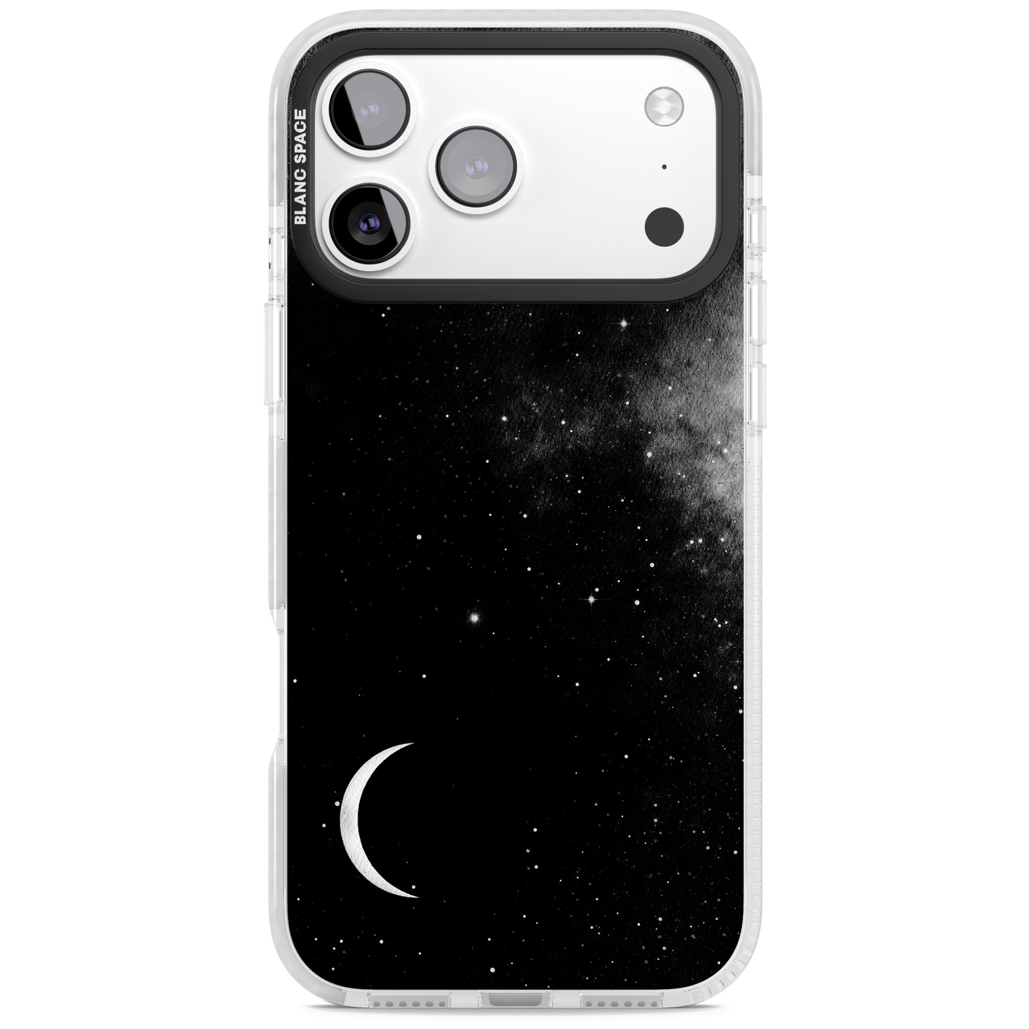 Night Sky Galaxies: Crescent Moon iPhone 17 Pro Impact Pro Clear Phone Case
