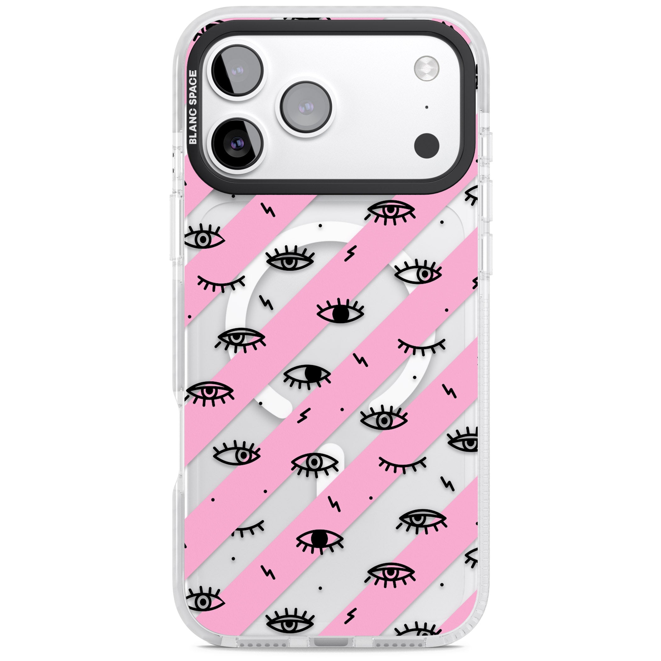 Pink Stripe Eyes iPhone 17 Pro Max Impact Pro Clear Phone Case