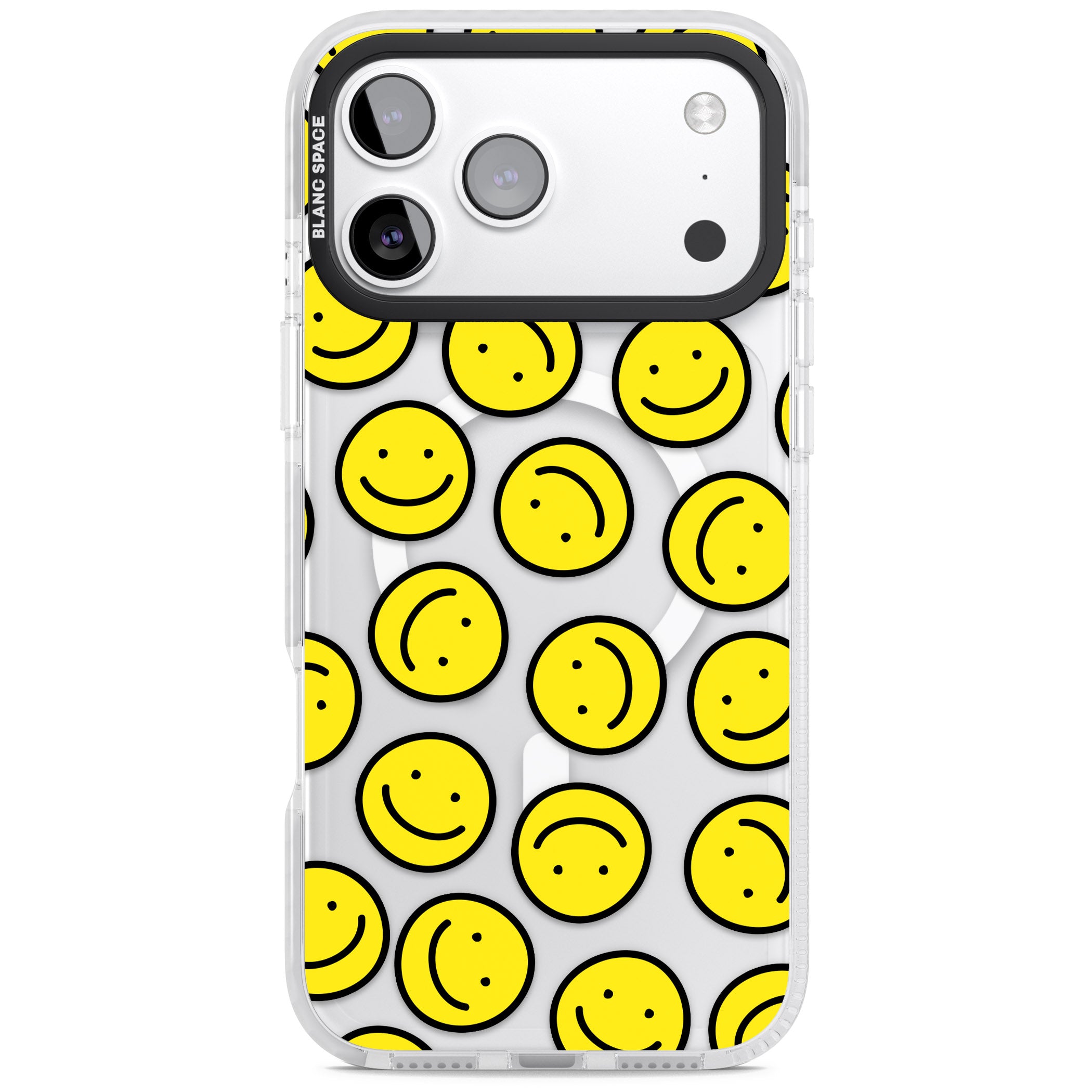 Smiley Face Pattern iPhone 17 Pro Impact Pro Clear Phone Case