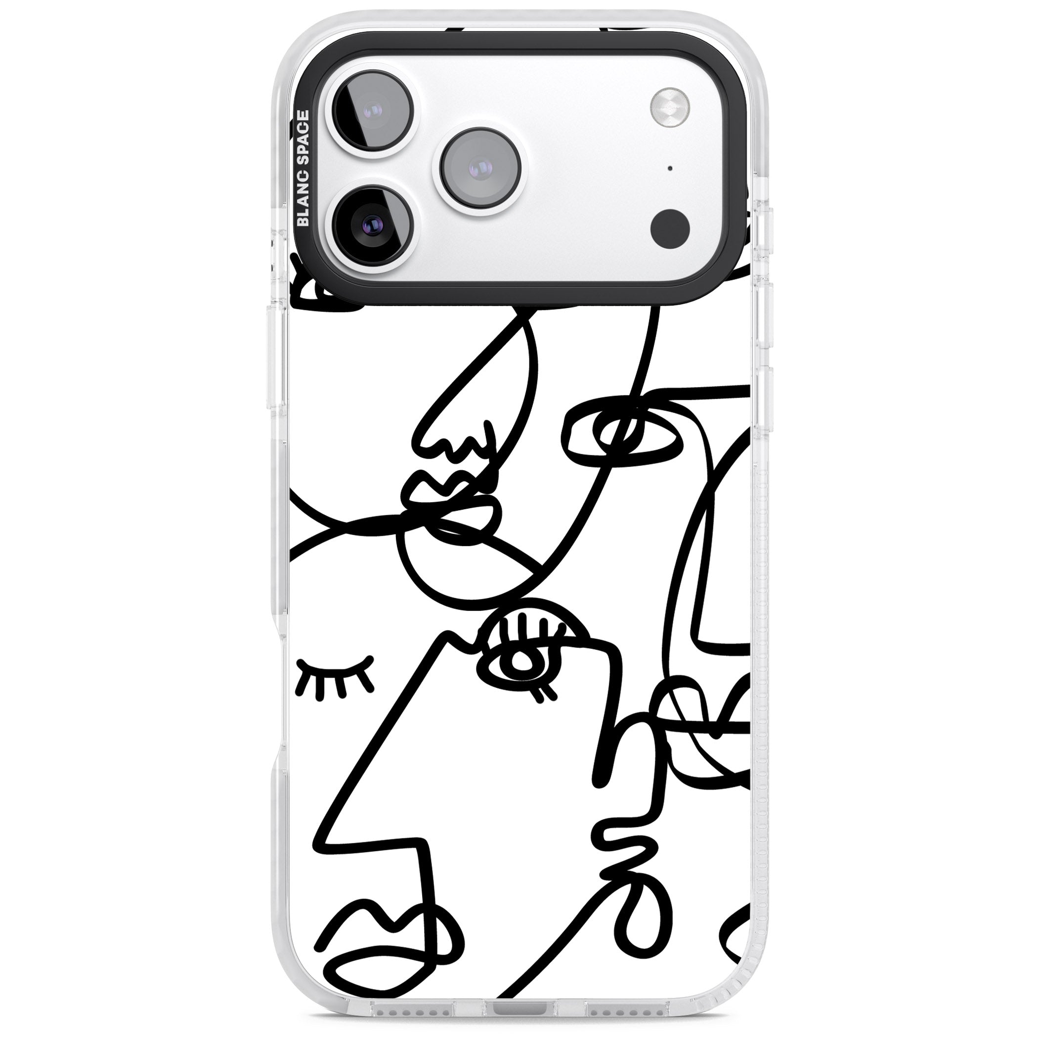 Abstract Line Art Black White iPhone 17 Pro Impact Pro Clear Phone Case