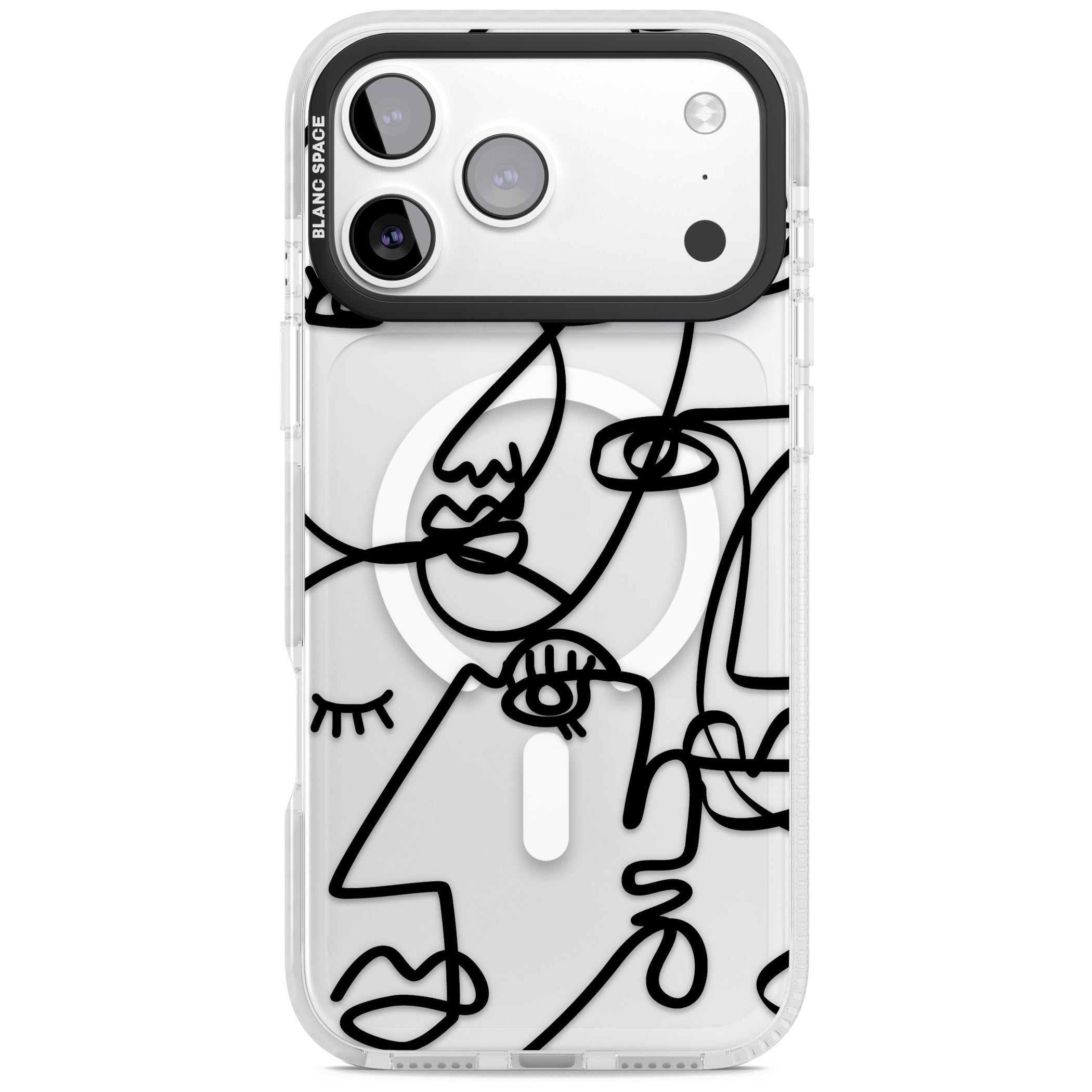 Abstract Line Art Black Clear iPhone 17 Pro Max Impact Pro Clear Phone Case