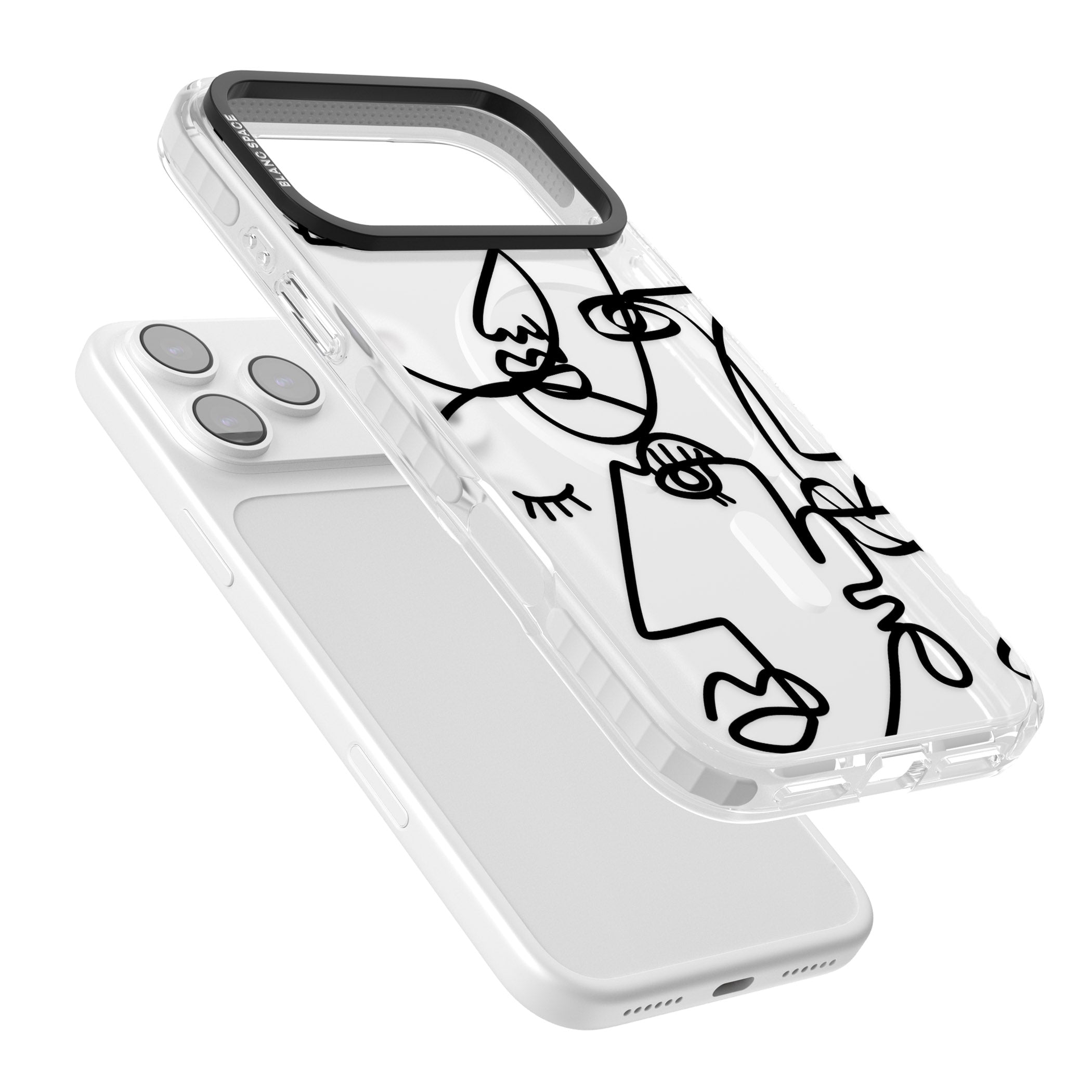 Abstract Line Art Black Clear iPhone 17 Pro Impact Pro Clear Phone Case Colours