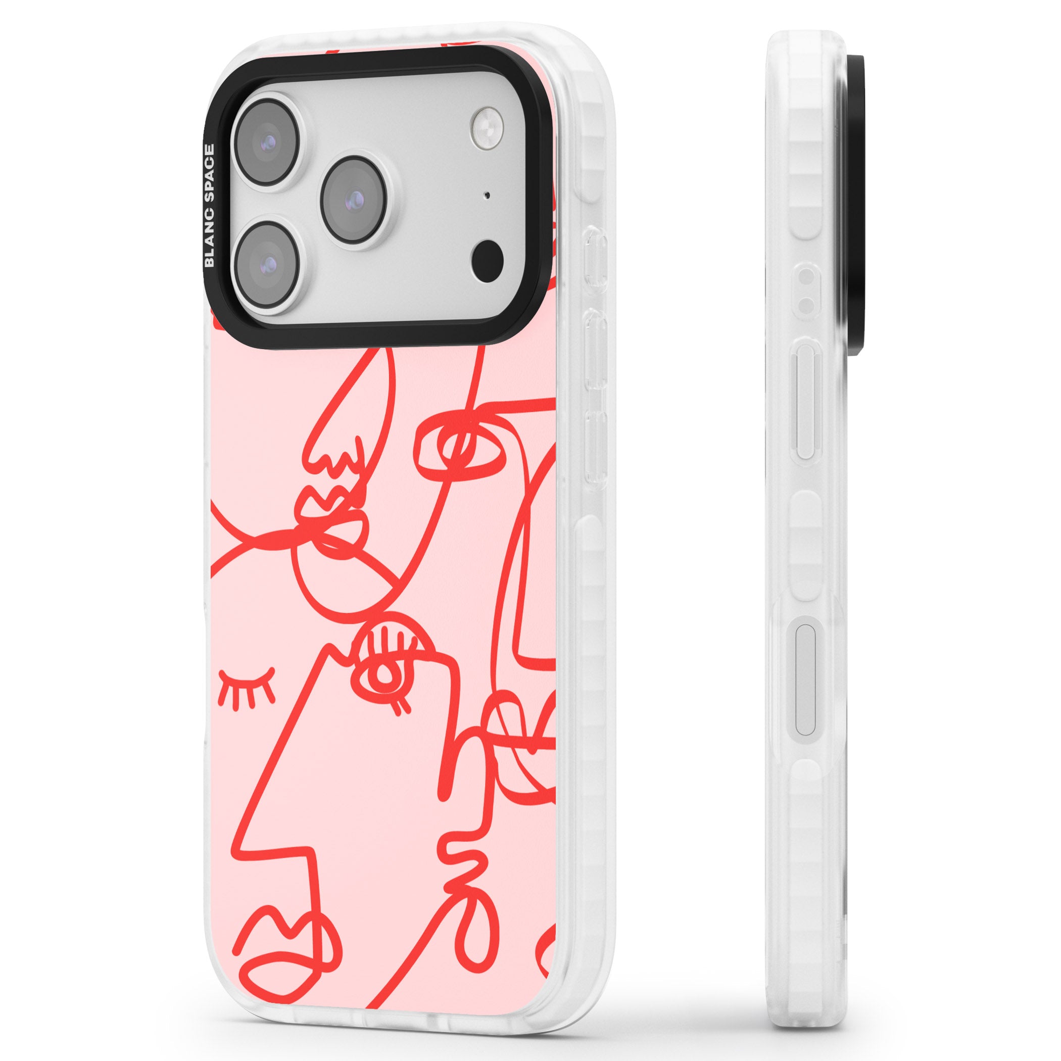 Red Line Art iPhone 17 Pro Impact Pro Clear Phone Case Side Profile