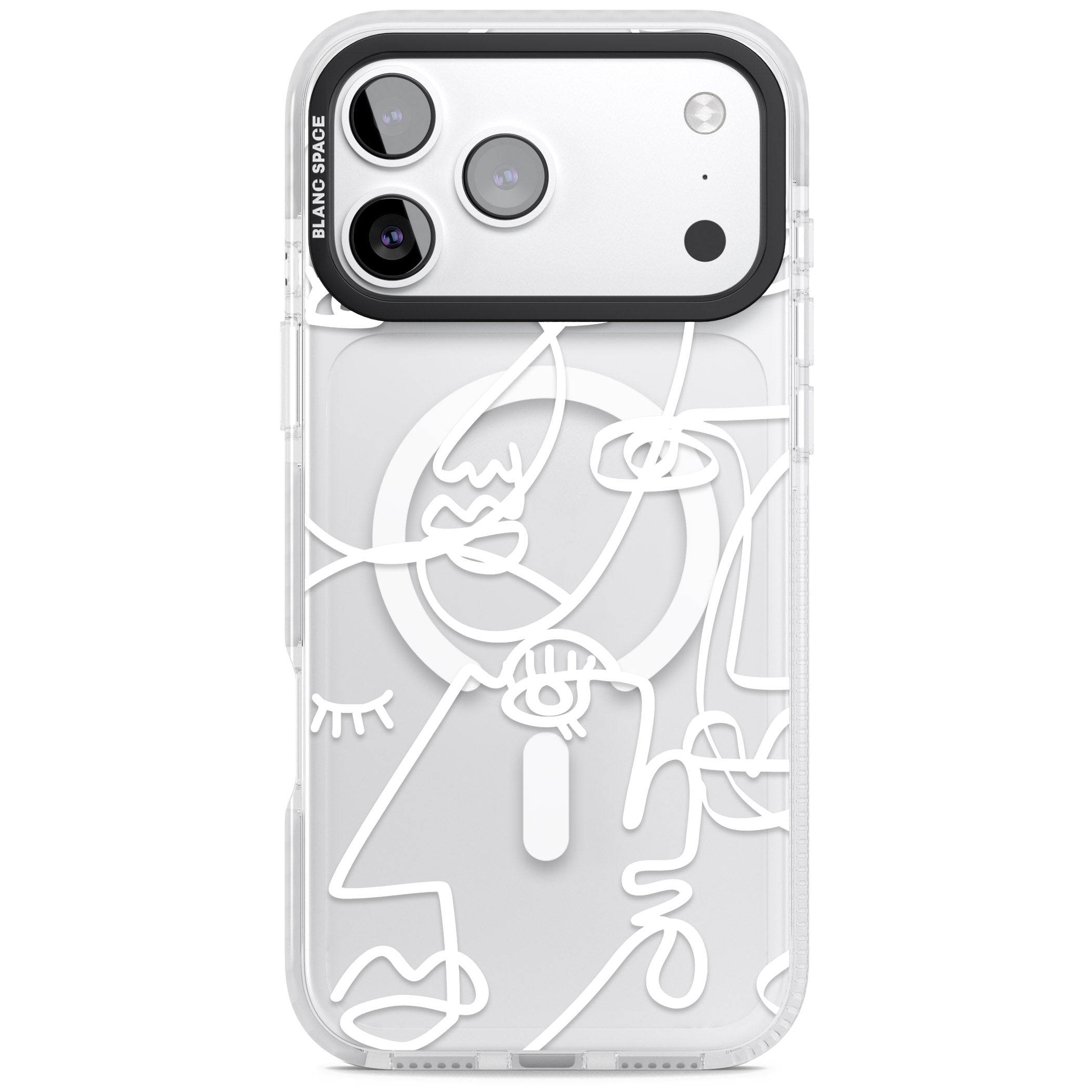 Abstract Line Art White Clear iPhone 17 Pro Max Impact Pro Clear Phone Case