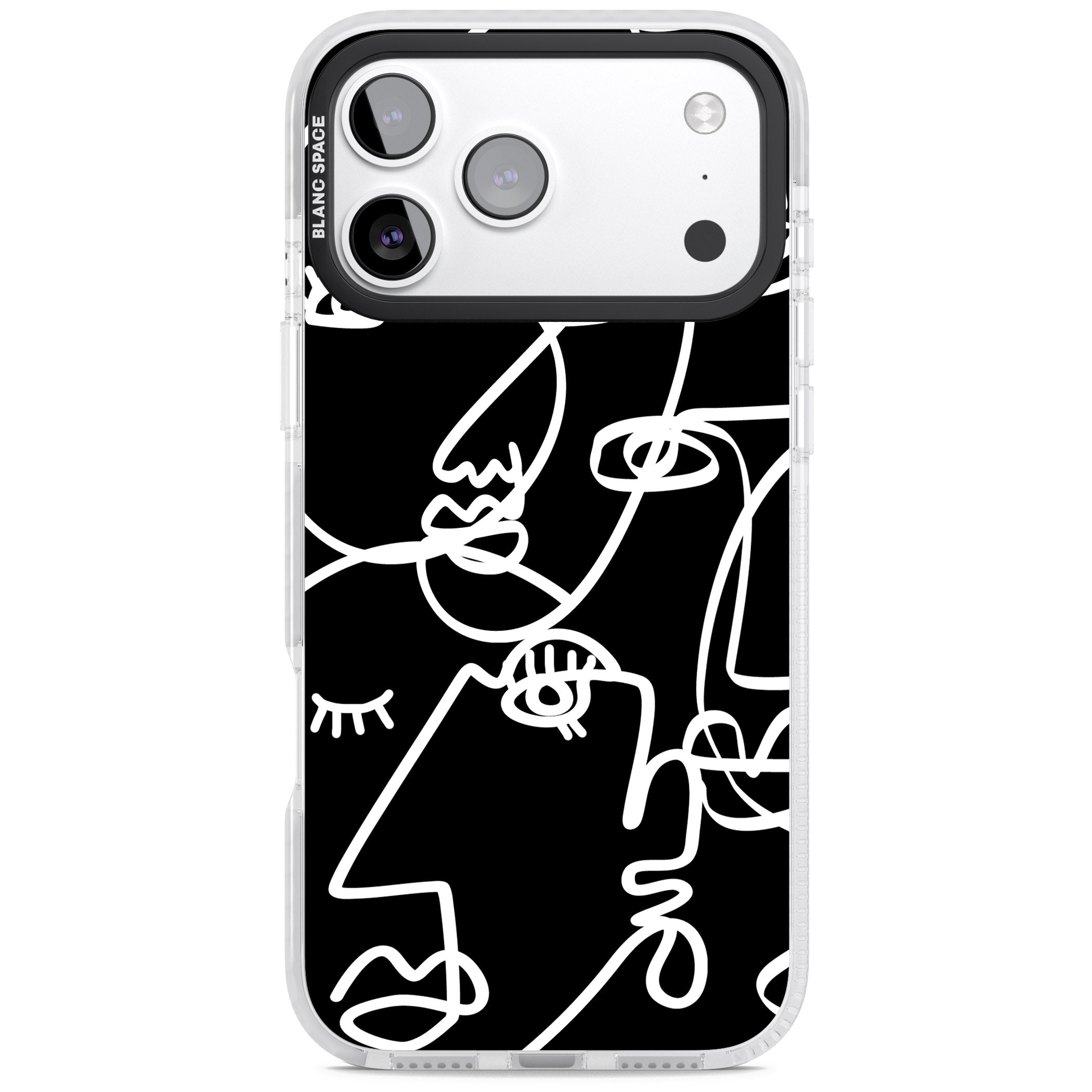 Abstract Line Art White Black iPhone 17 Pro Impact Pro Clear Phone Case