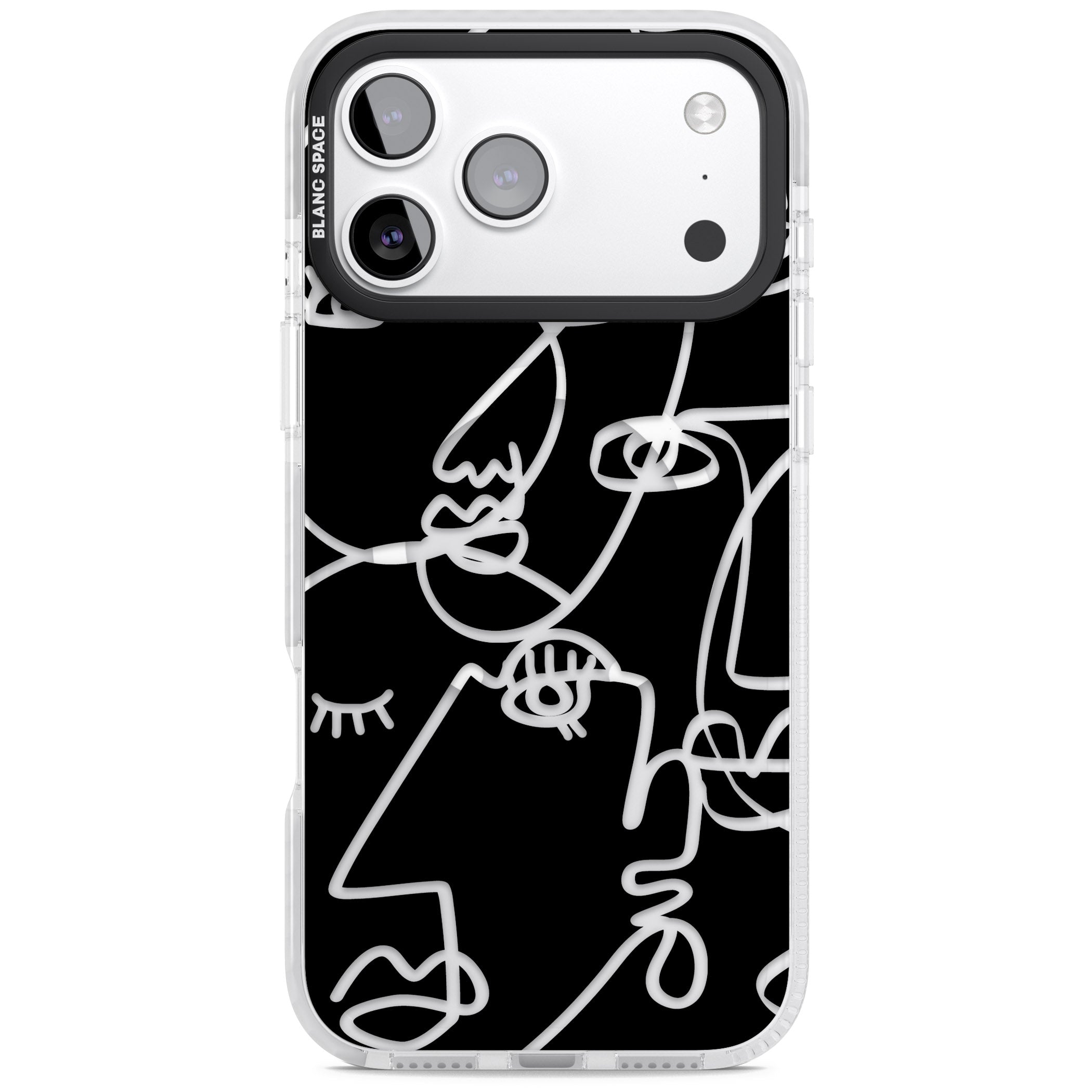 Abstract Line Art Clear Black iPhone 17 Pro Max Impact Pro Clear Phone Case