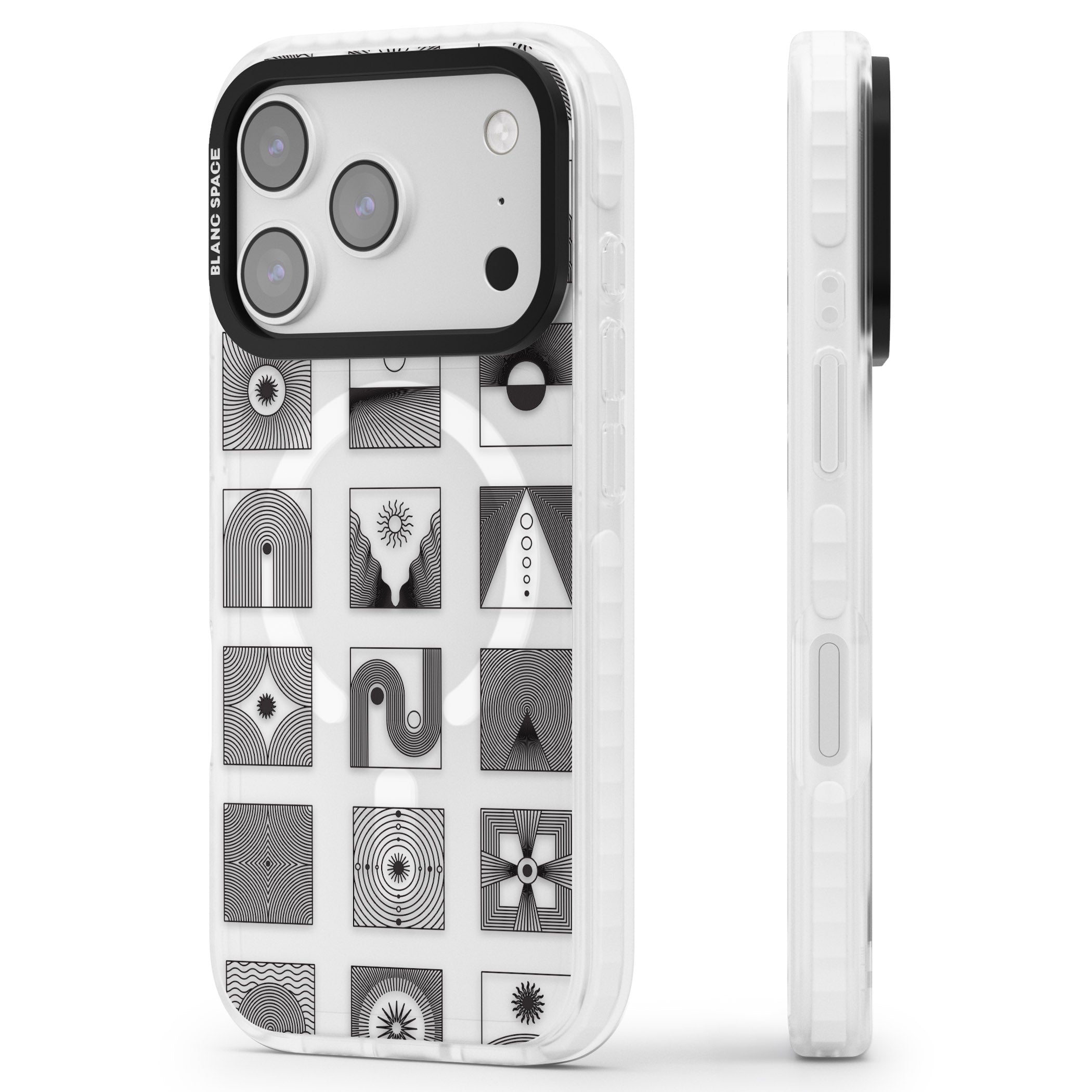 Abstract Geometric iPhone 17 Pro Impact Pro Clear Phone Case Side Profile