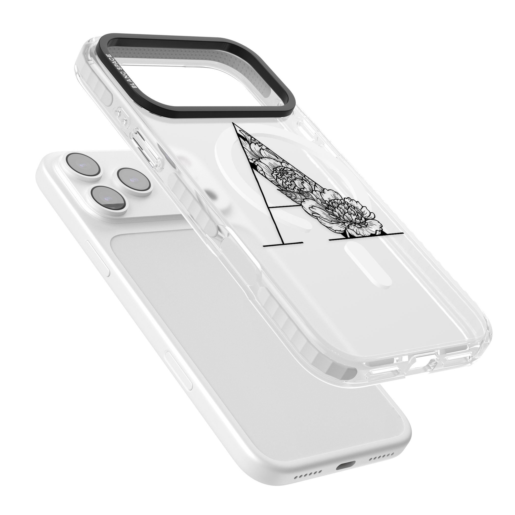 Personalised Floral Monogram iPhone 17 Pro Impact Pro Clear Phone Case Colours
