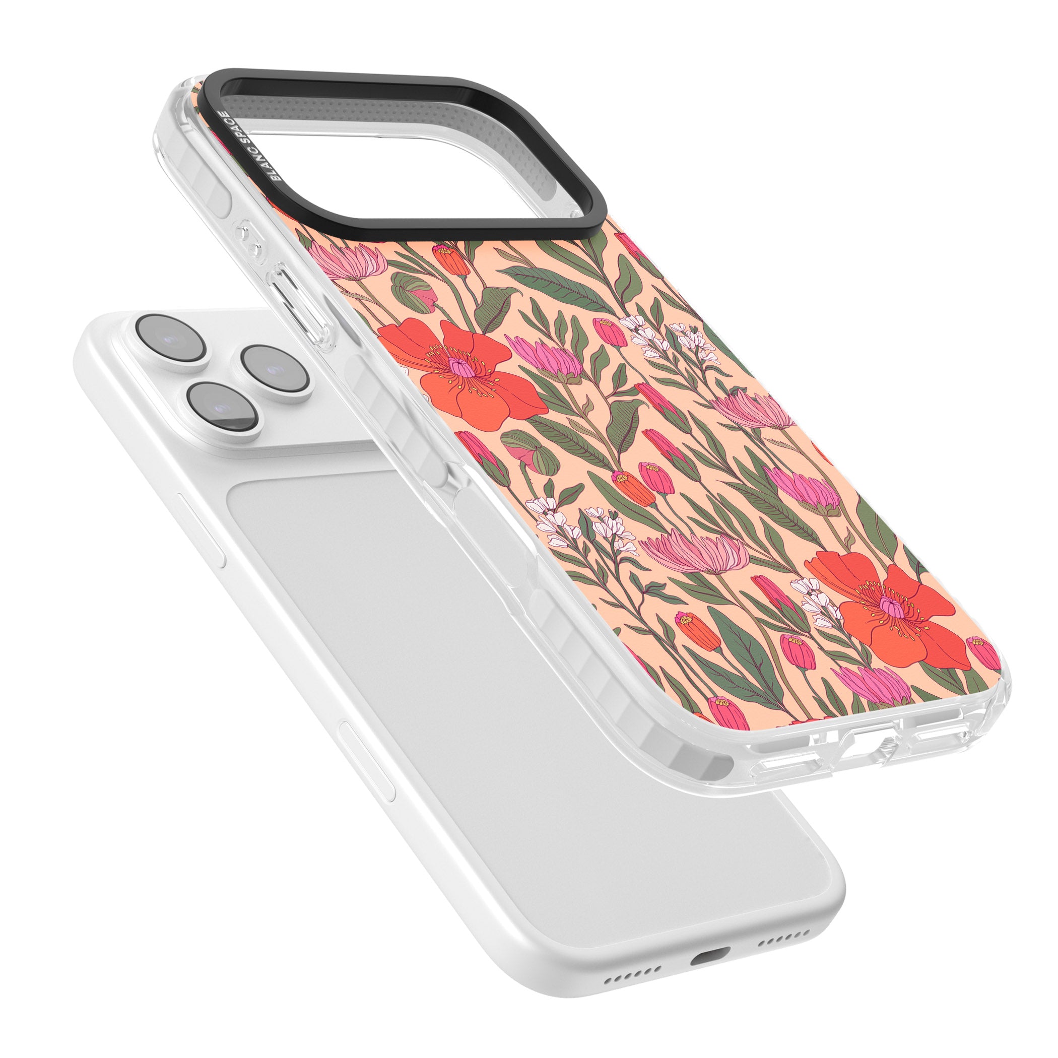 Peachy Floral Background iPhone 17 Pro Impact Pro Clear Phone Case Colours