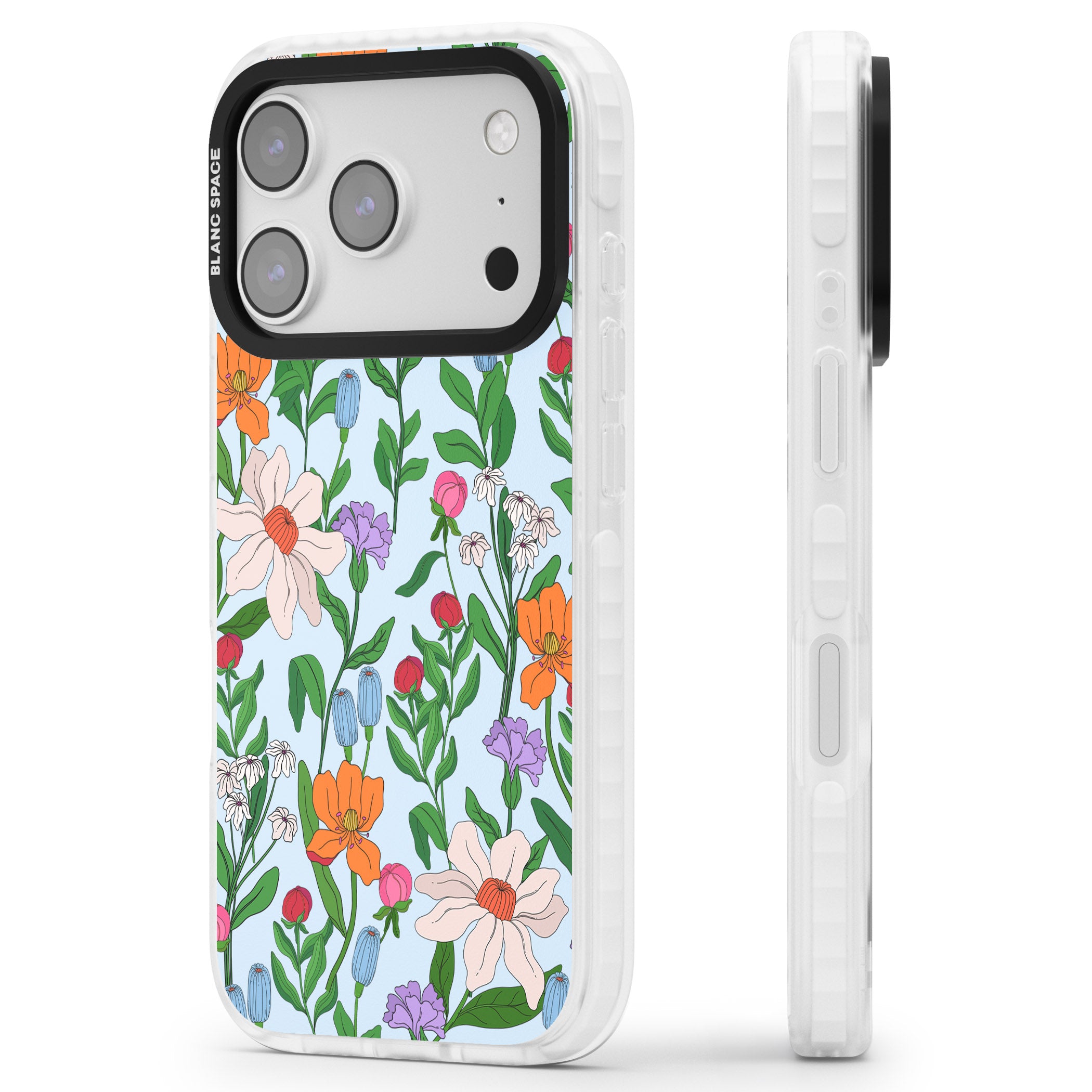 Full Bloom Background iPhone 17 Pro Impact Pro Clear Phone Case Side Profile