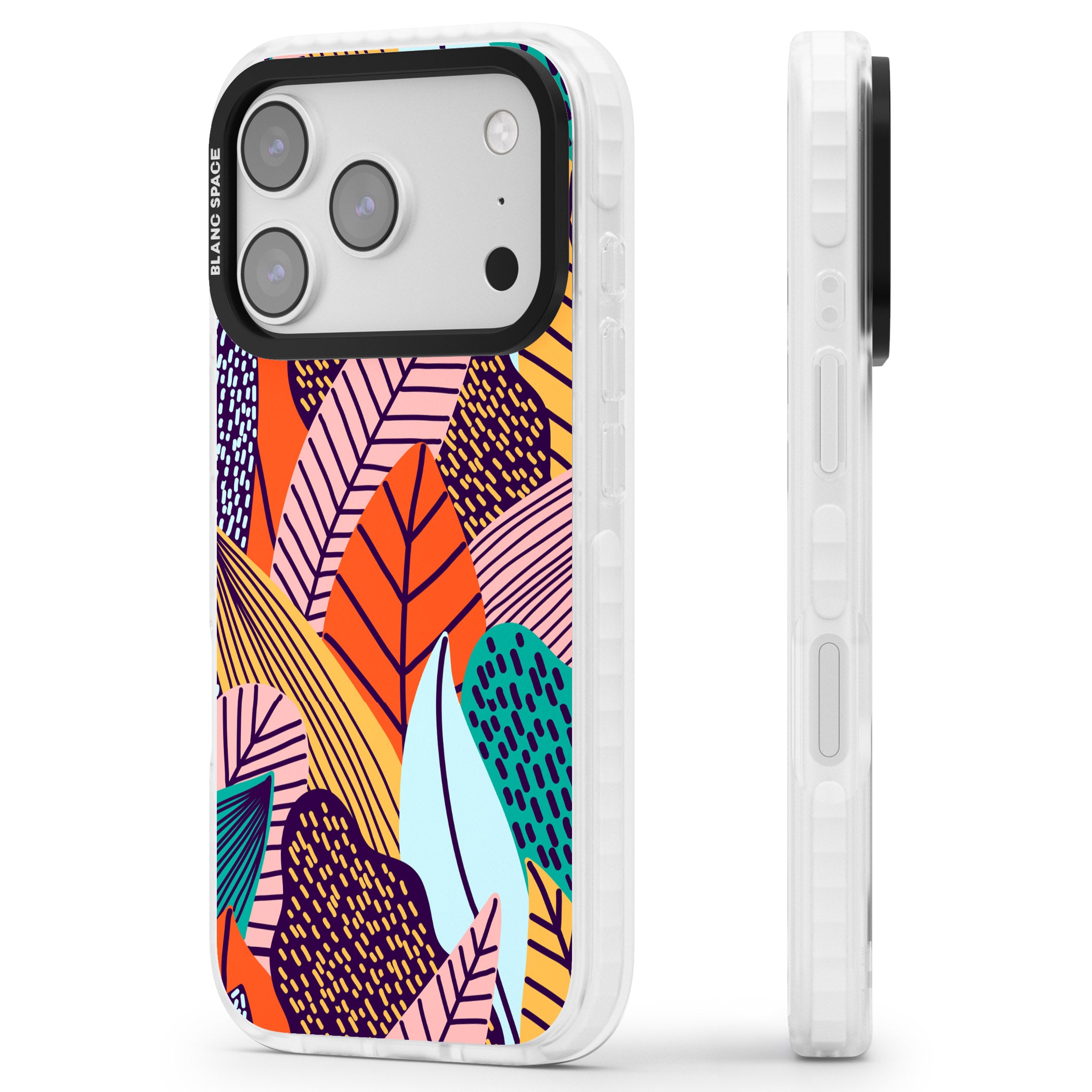 Abstract Leaves iPhone 17 Pro Max Impact Pro Clear Phone Case Side Profile