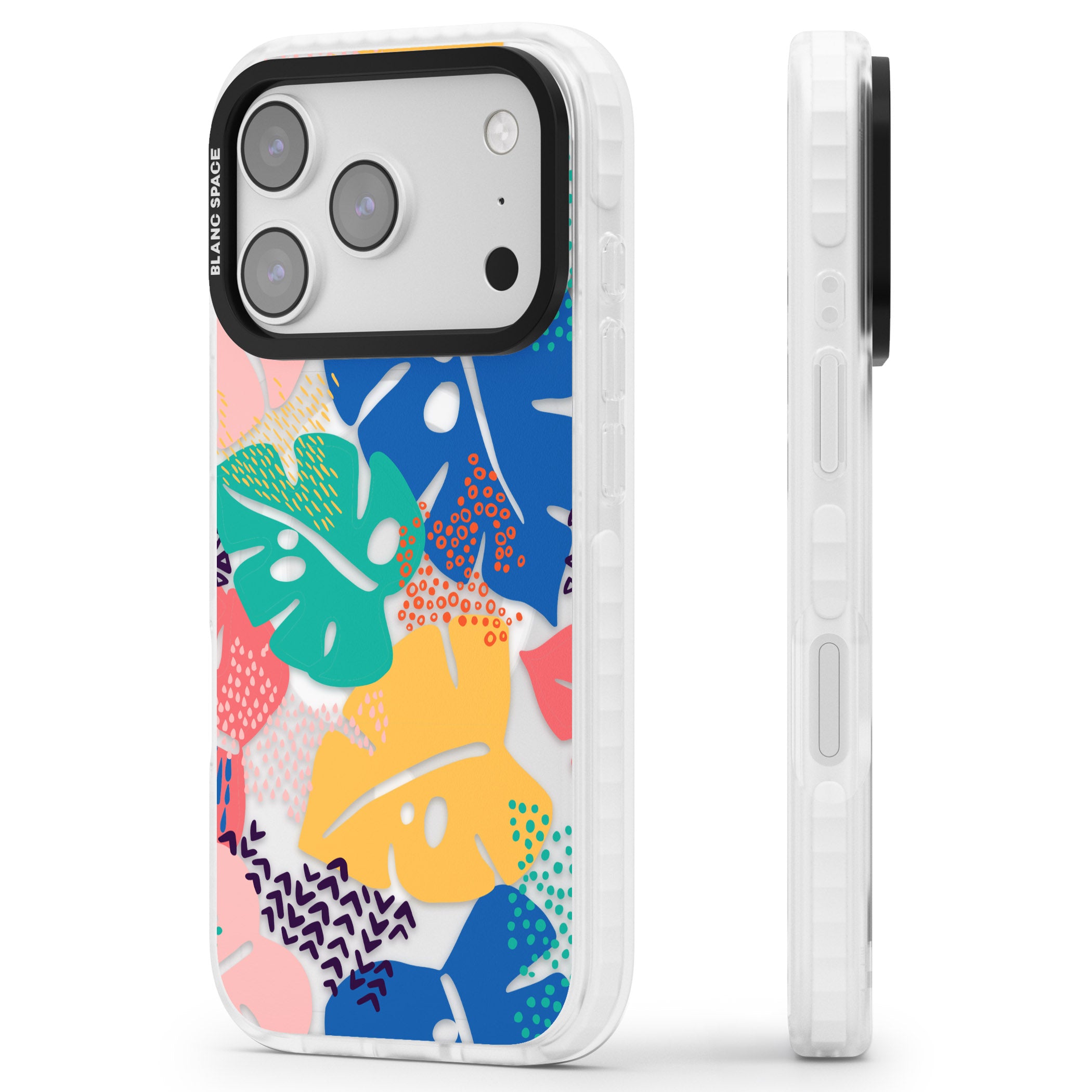 Vibrant Leaves iPhone 17 Pro Impact Pro Clear Phone Case Side Profile