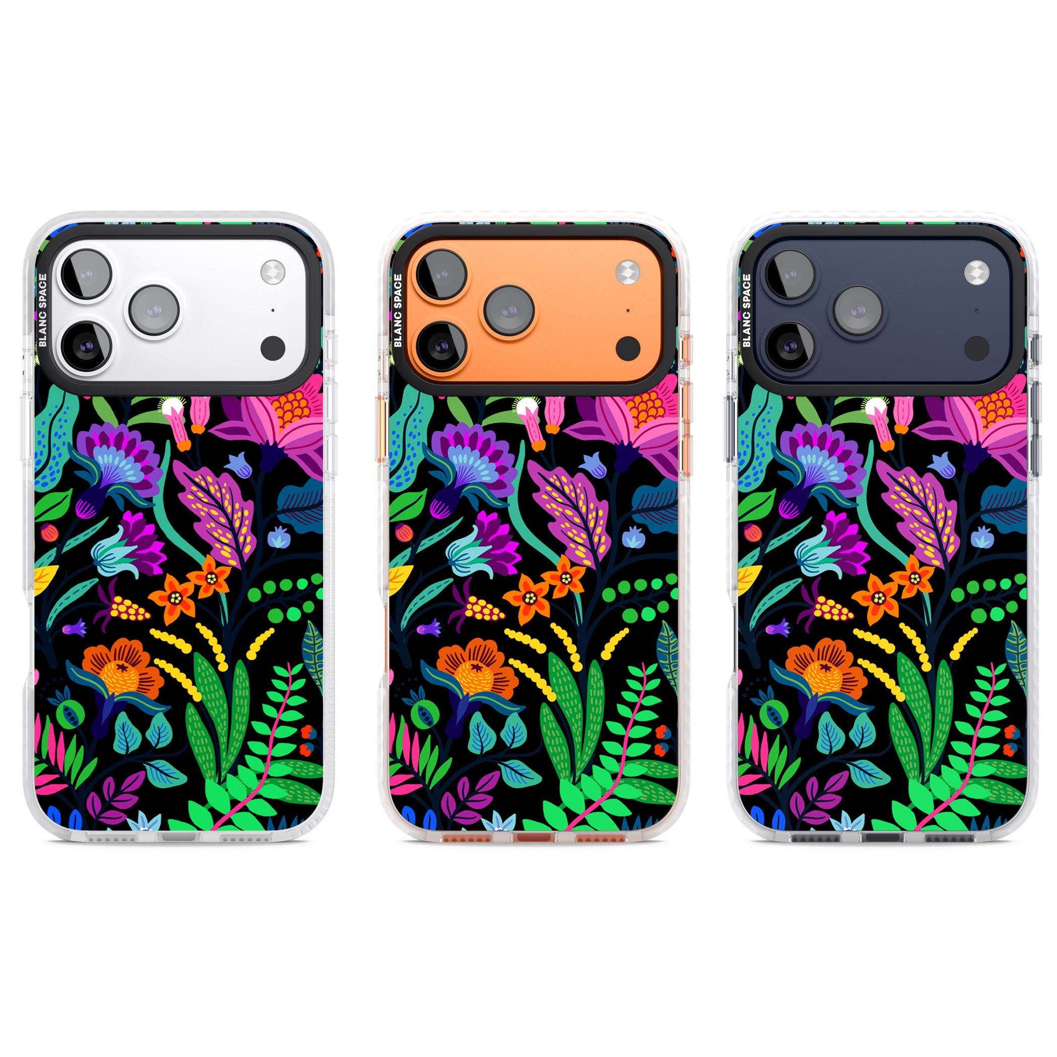 Floral Vibe (Black) iPhone 17 Pro Impact Pro Clear Phone Case APT Impact Protection